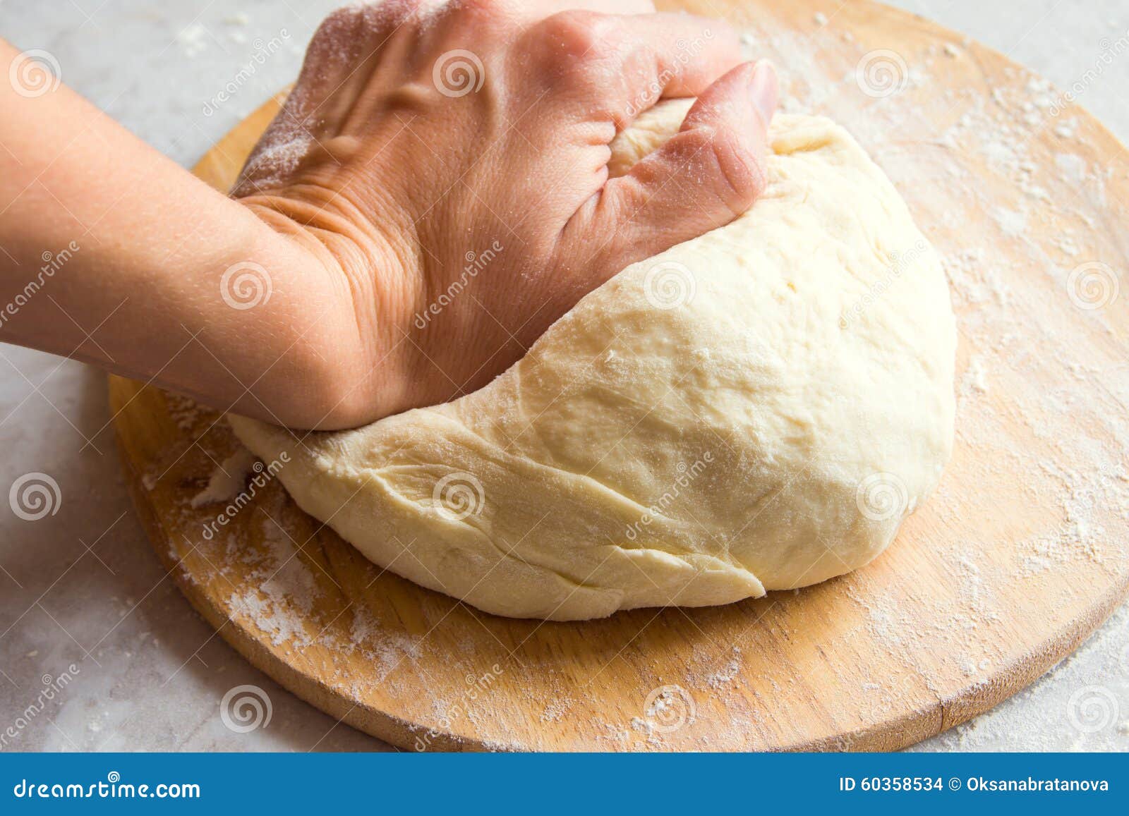 Hand knead dough stock photo. Image of fresh, baking 60358534