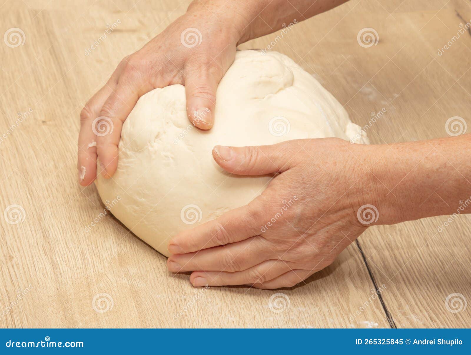 Hand kneading flour dough. stock image. Image of wheat 265325845