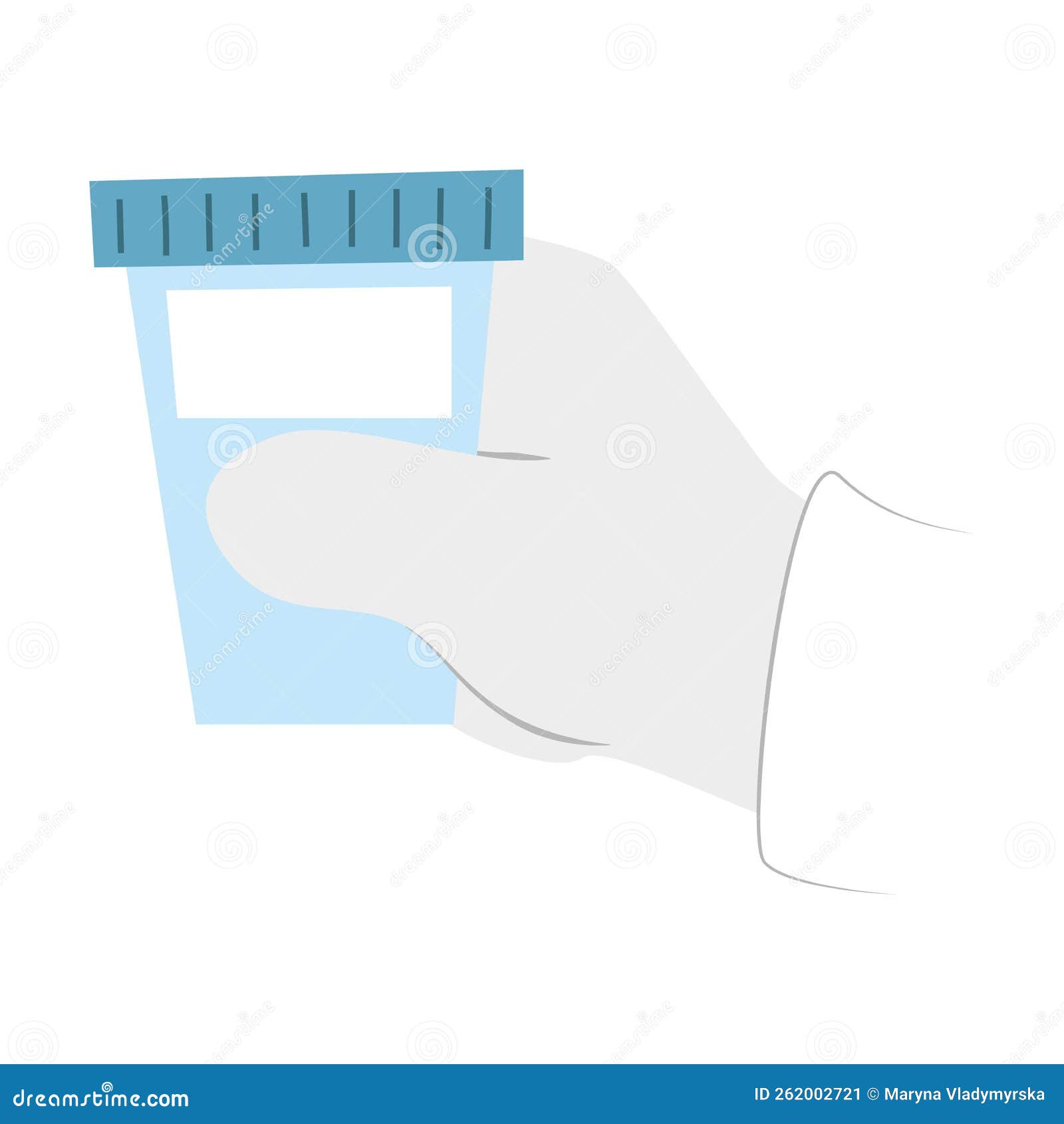 hand in laboratory glove holding a jar with probe for research. lab specialist demonstrating experimental sample.