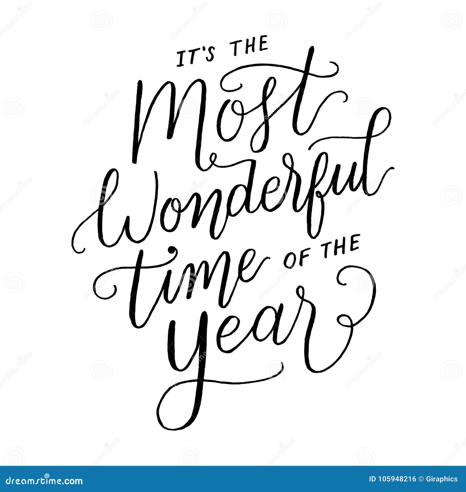 It`s the Most Wonderful Time of the Year Hand Lettering Stock Vector ...