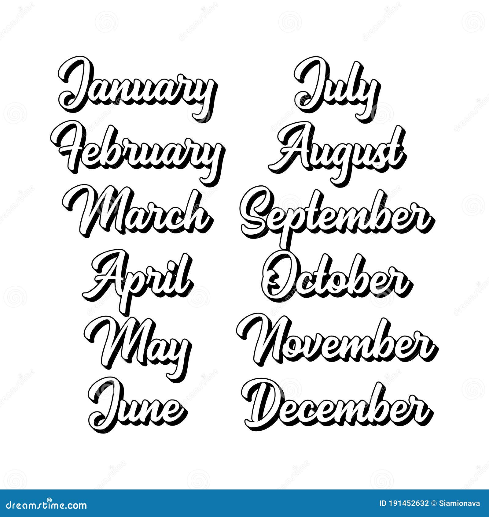 Hand Lettered Days of the Week. Calligraphy words Monday, Tuesday, Wednesday,  Thursday, Friday, Saturday, Sunday. Lettering Stock Vector Image & Art -  Alamy