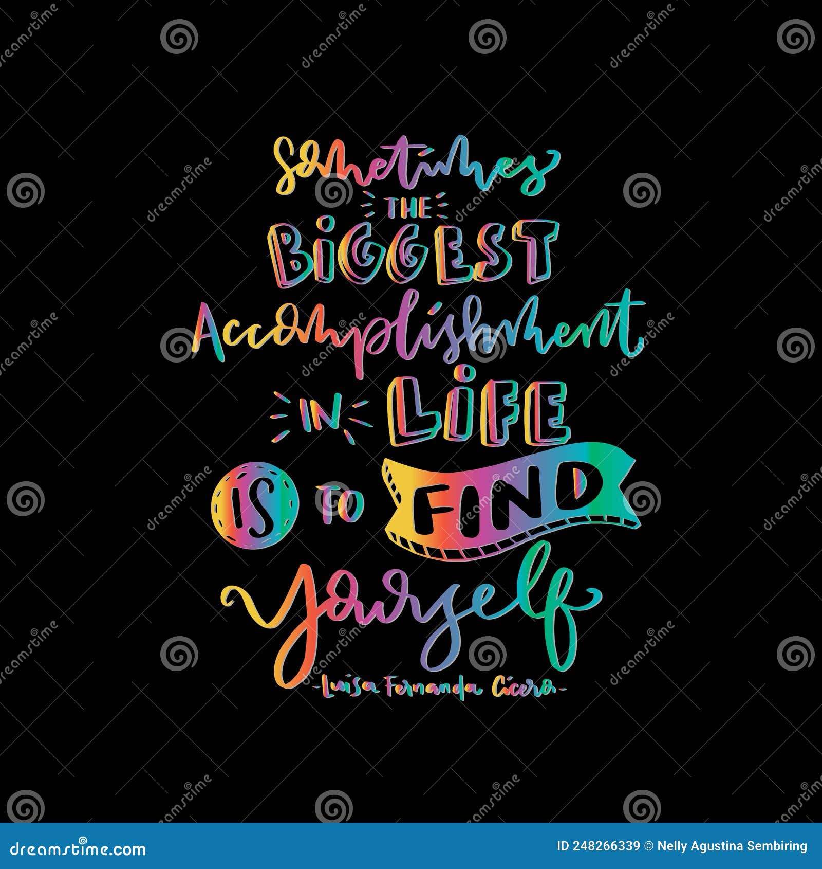 Hand Lettered Positive Quote on Black Background Stock Illustration