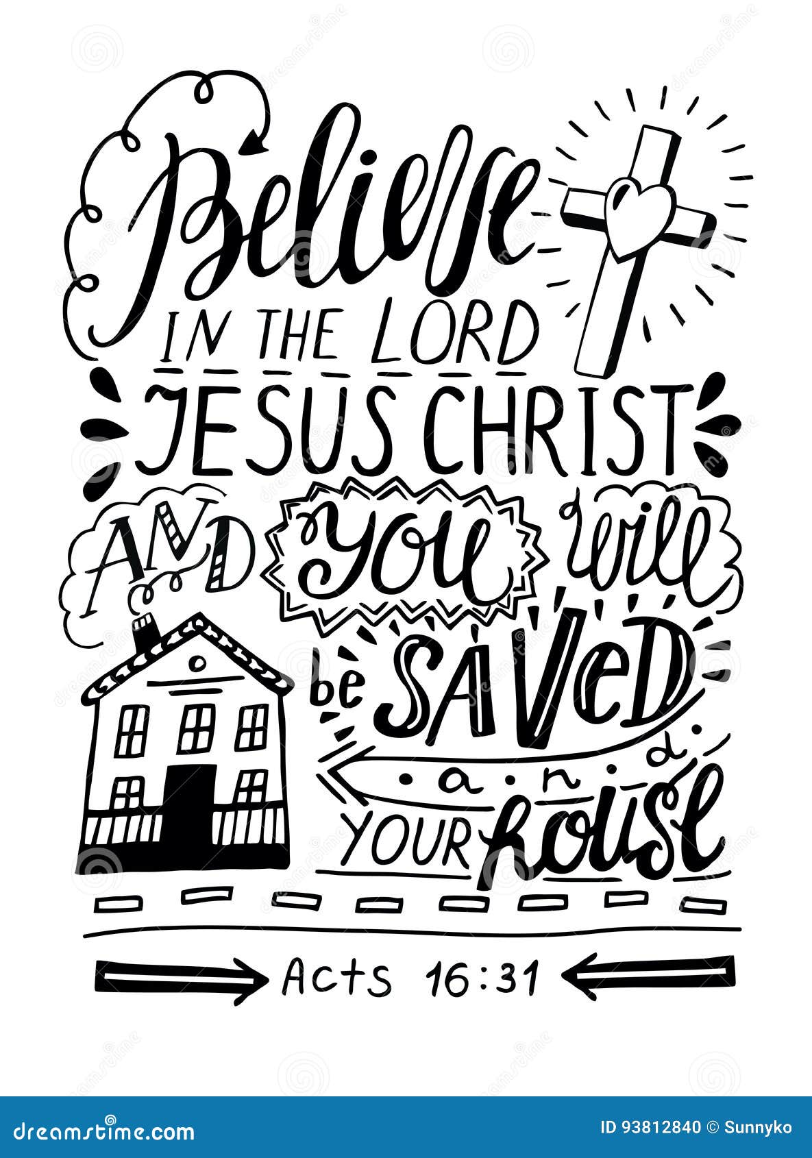 Hand Lettering Believe In The Lord Jesus Christ And You Will Be Saved ...