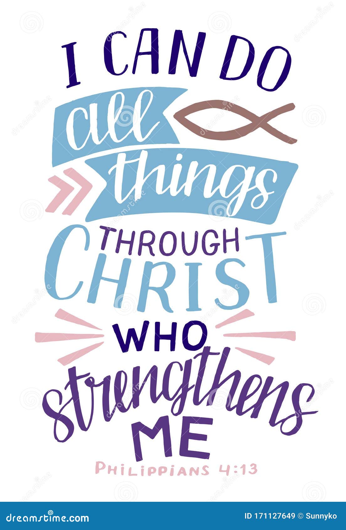 hand lettering with bible verse i can do all things through christ, who strengthens me