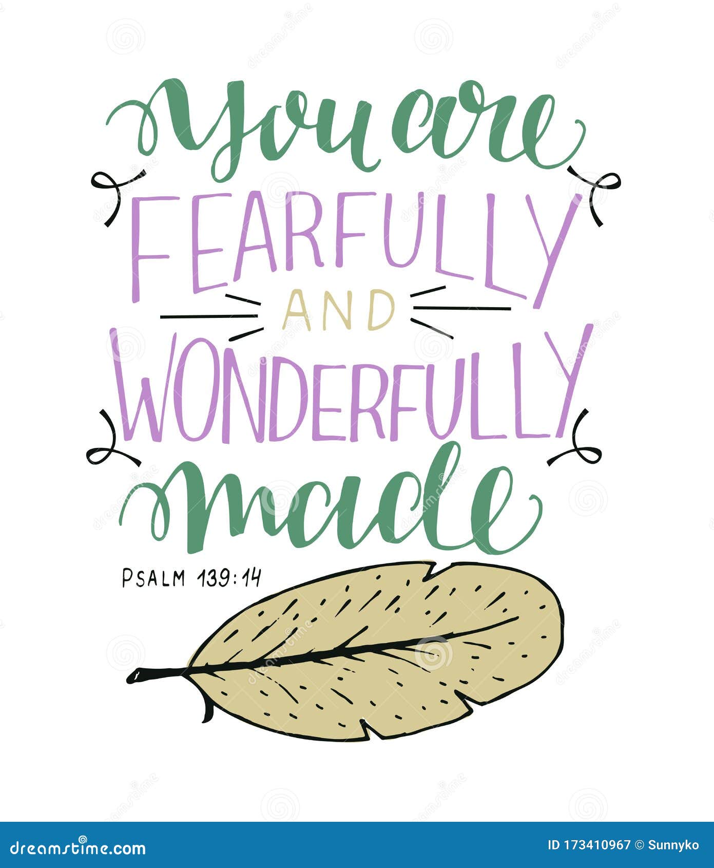 hand lettering with bible verse i praise you, fearfully and wonderfully made