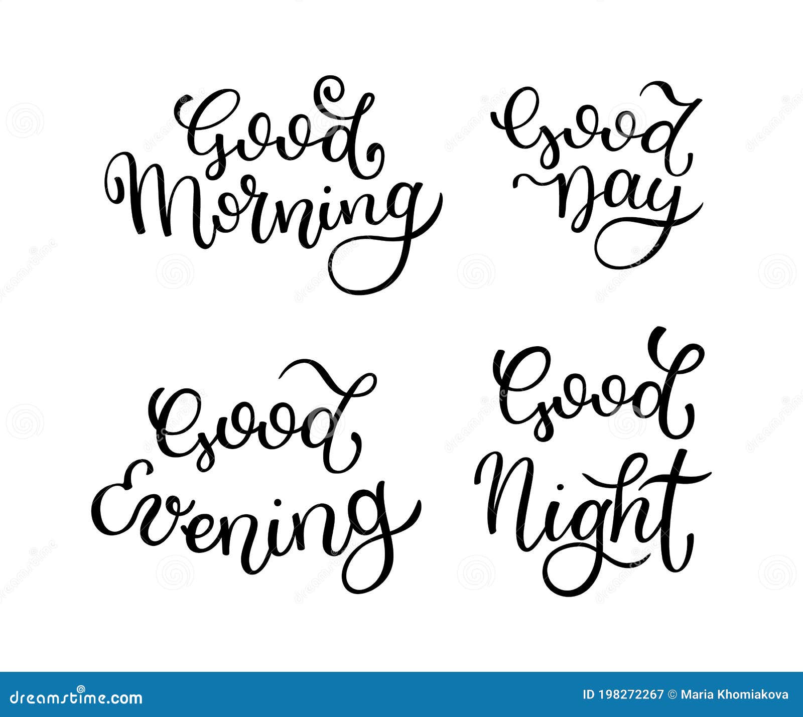 Hand Lettering Good Morning, Good Day, Good Evening, Good Night ...