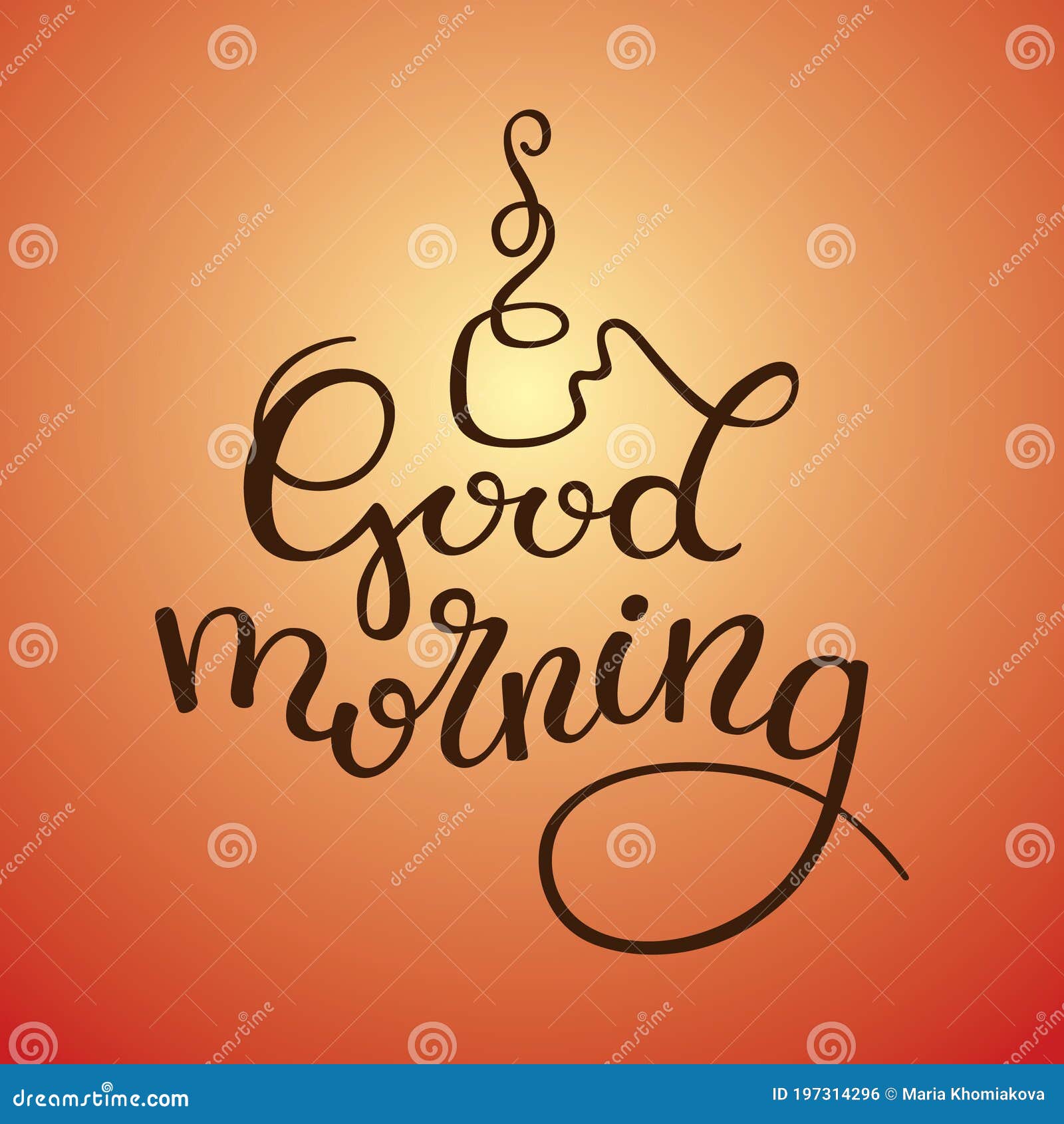 Hand Lettering Good Morning Stock Illustration - Illustration of drawn