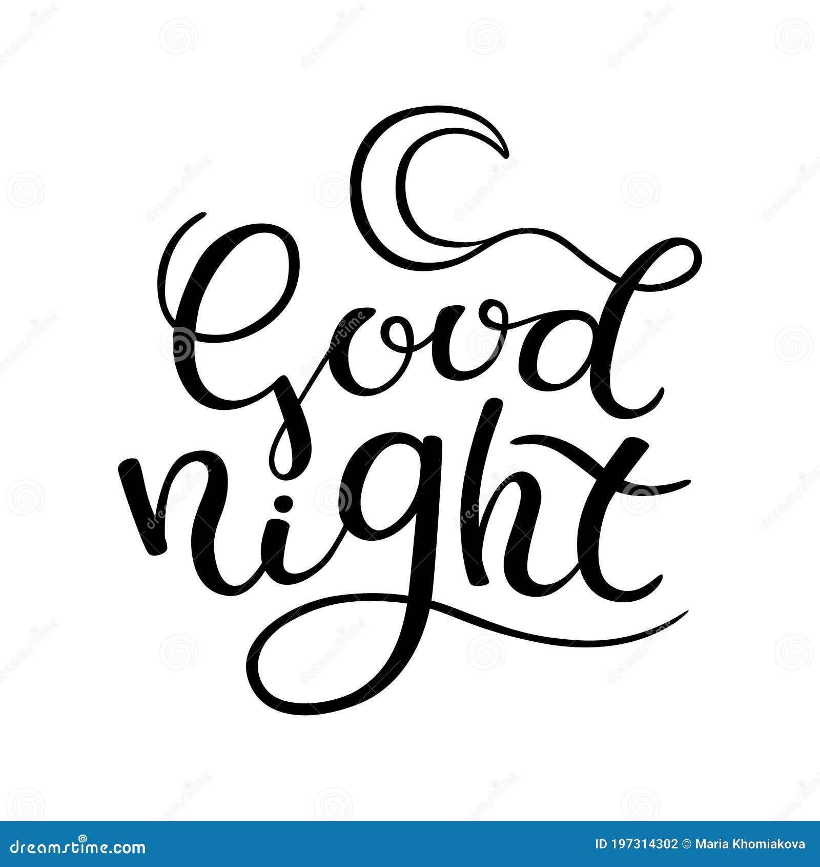 Hand lettering goodnight stock illustration. Illustration of graphic ...