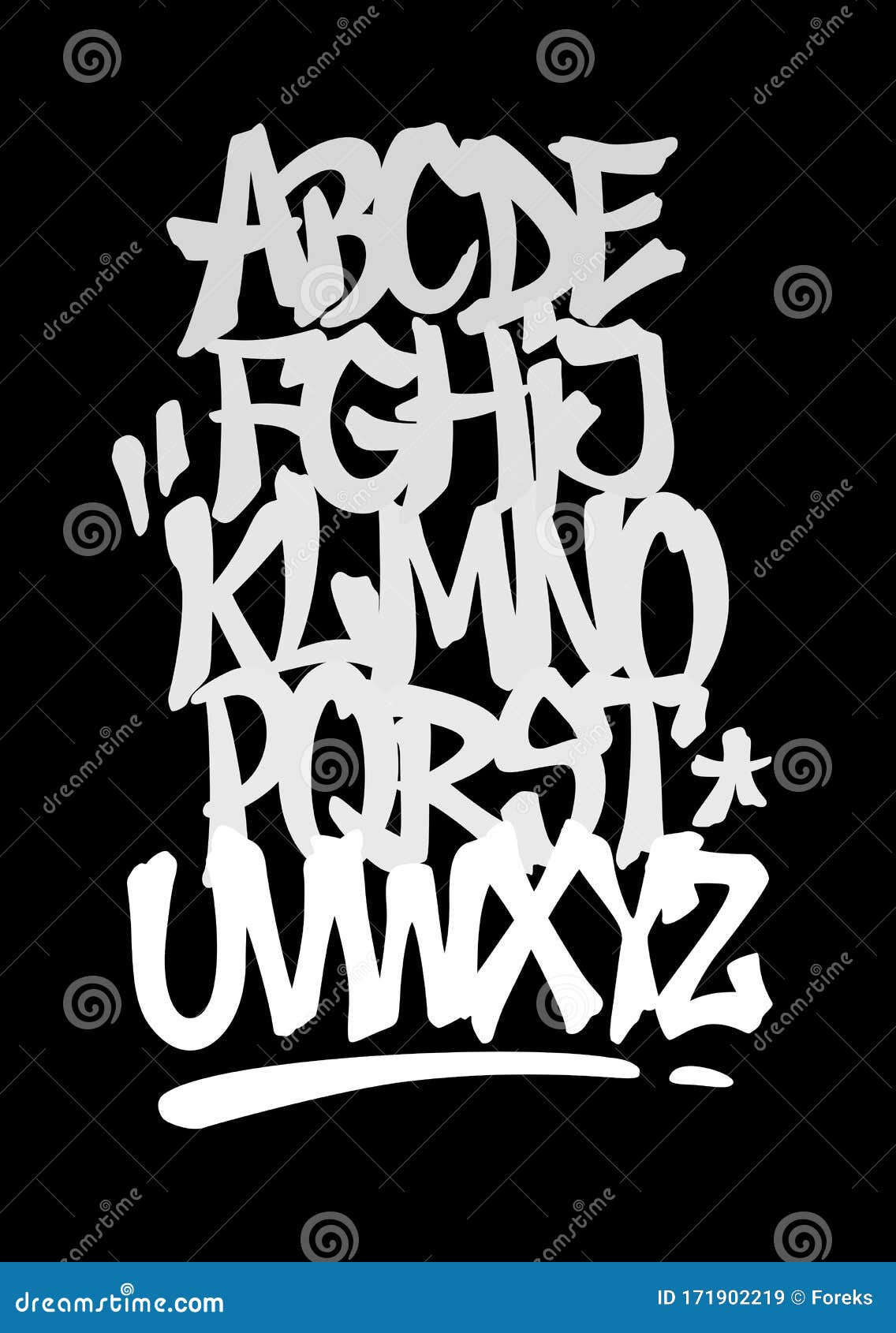 Hand Lettering Graffiti Font with Decorations. Vector Alphabet Stock ...