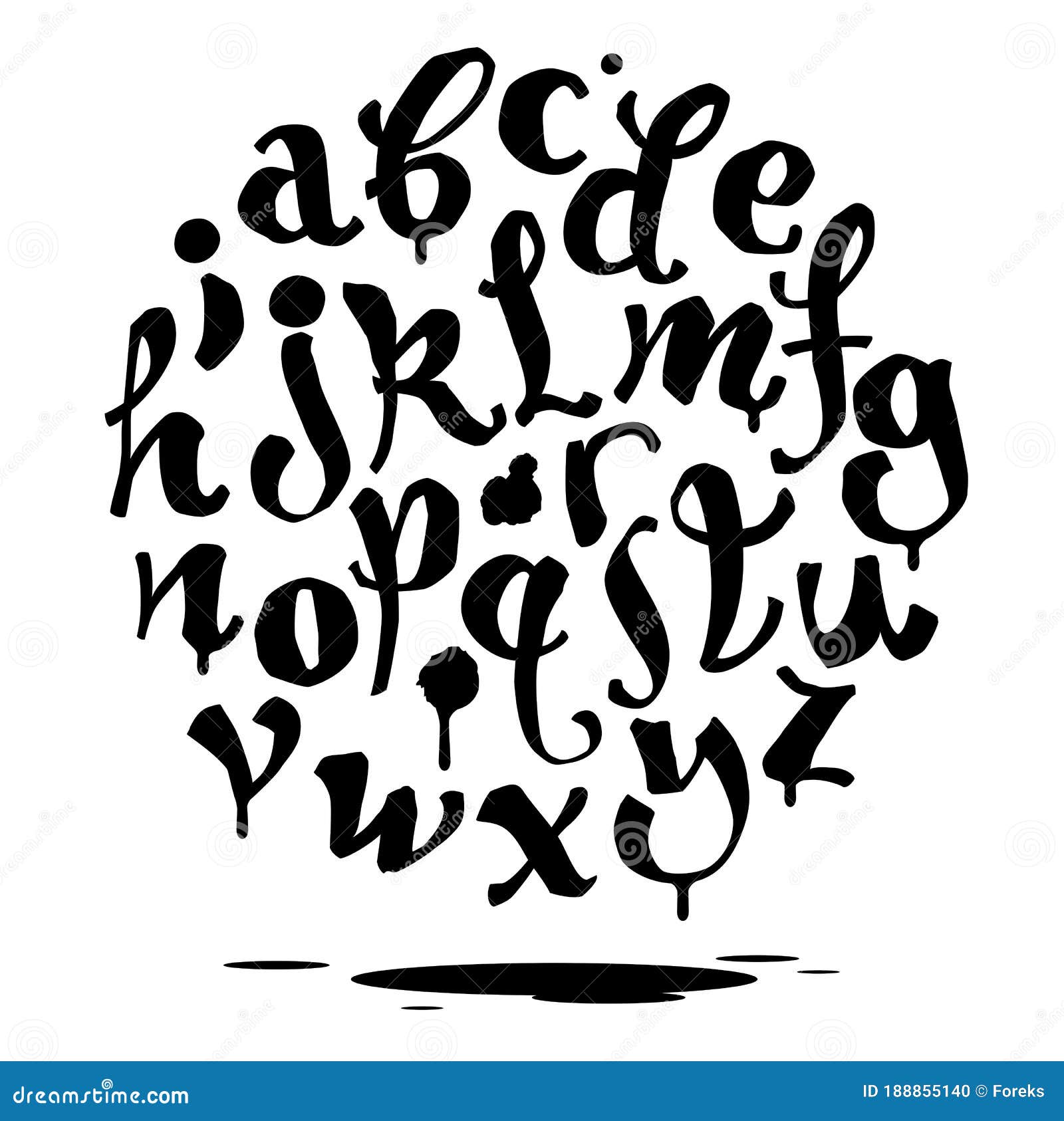 Hand Lettering Graffiti Font with Drips. Vector Alphabet Stock Vector ...