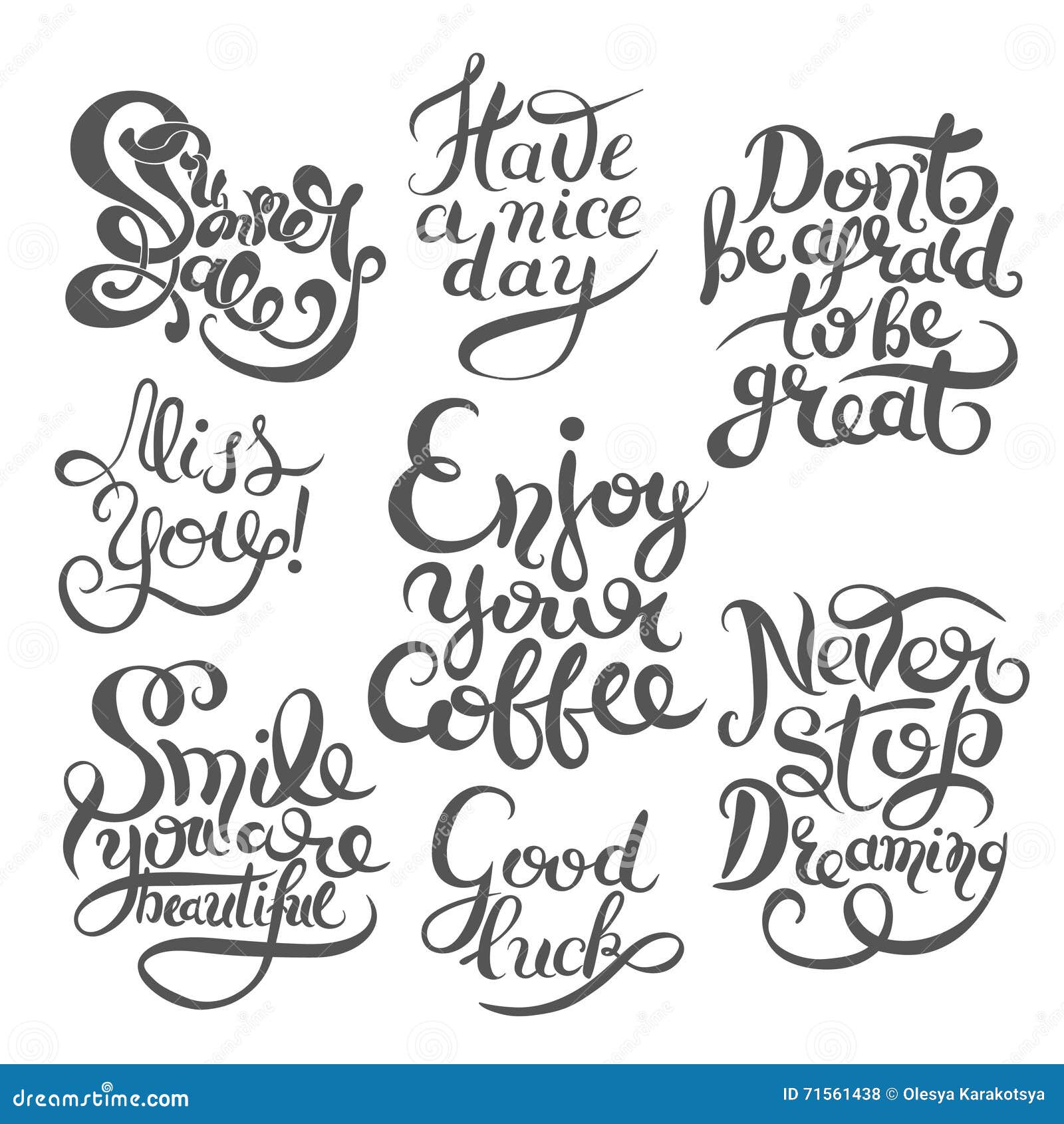 Hand Lettering Inscription Set, Motivation and Inspiration Quote Stock ...