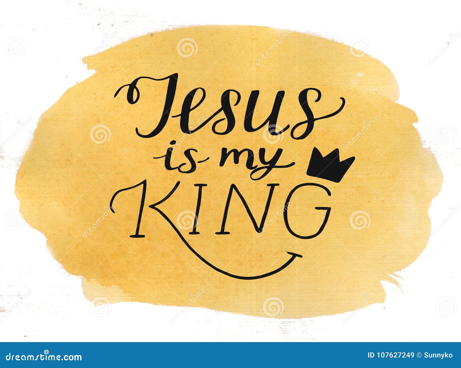 hand lettering jesus is my king on watercolor background.