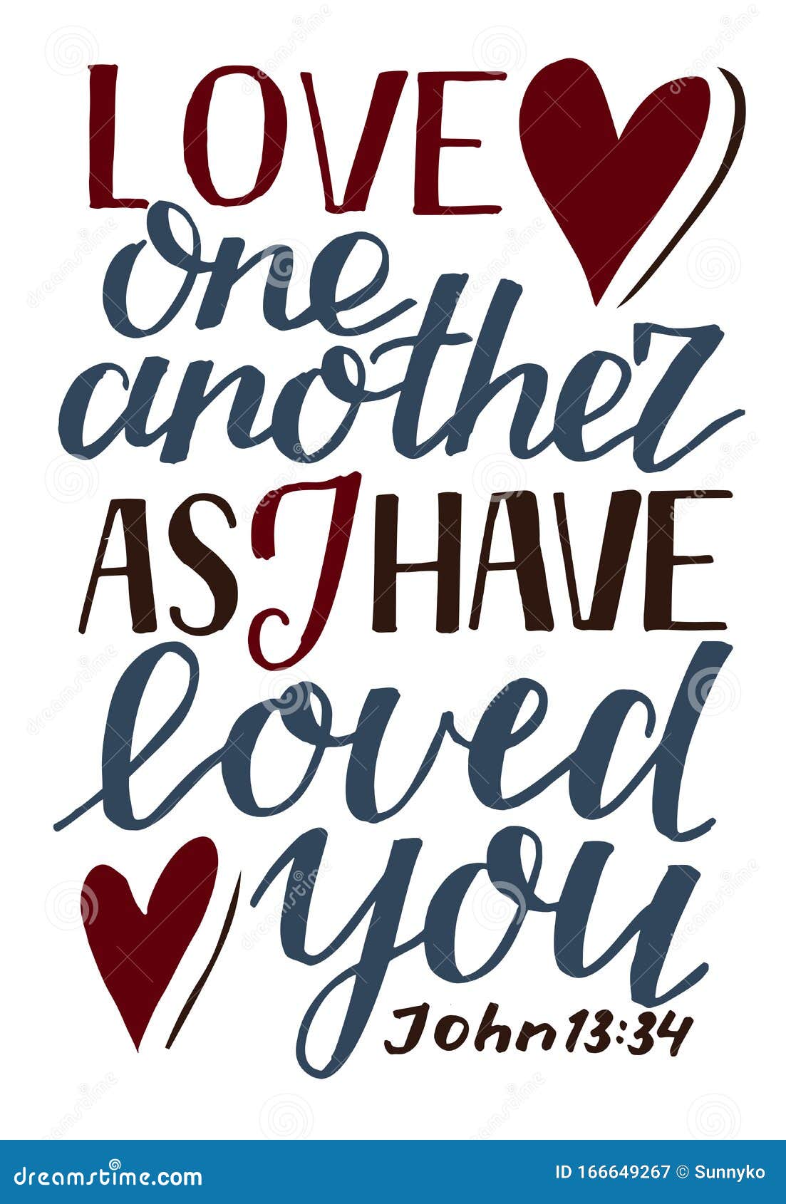 Hand Lettering Love One Another, As I Have Loved You . Stock Vector ...