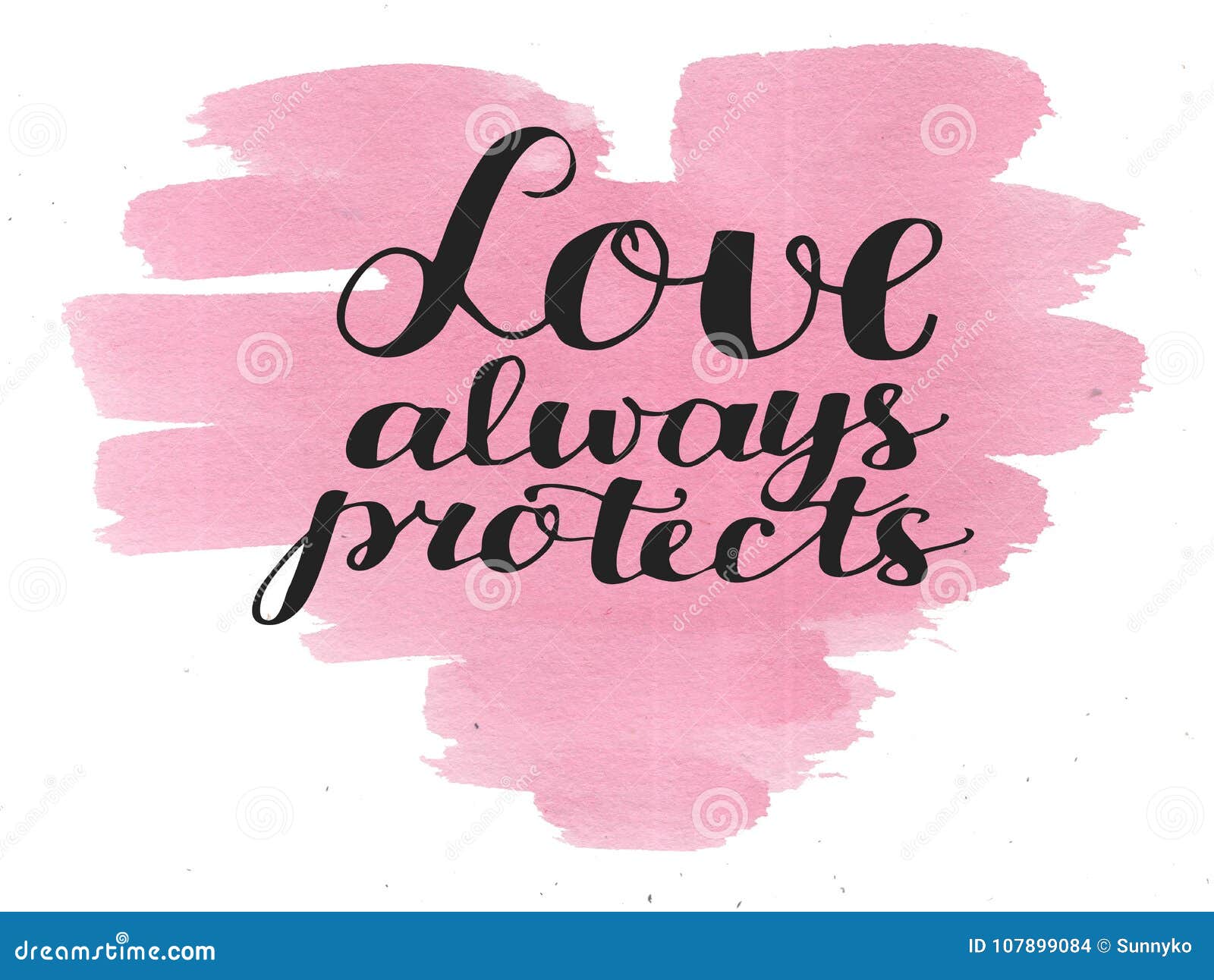 Hand Lettering Love always Protects Made on Watercolor Background with ...