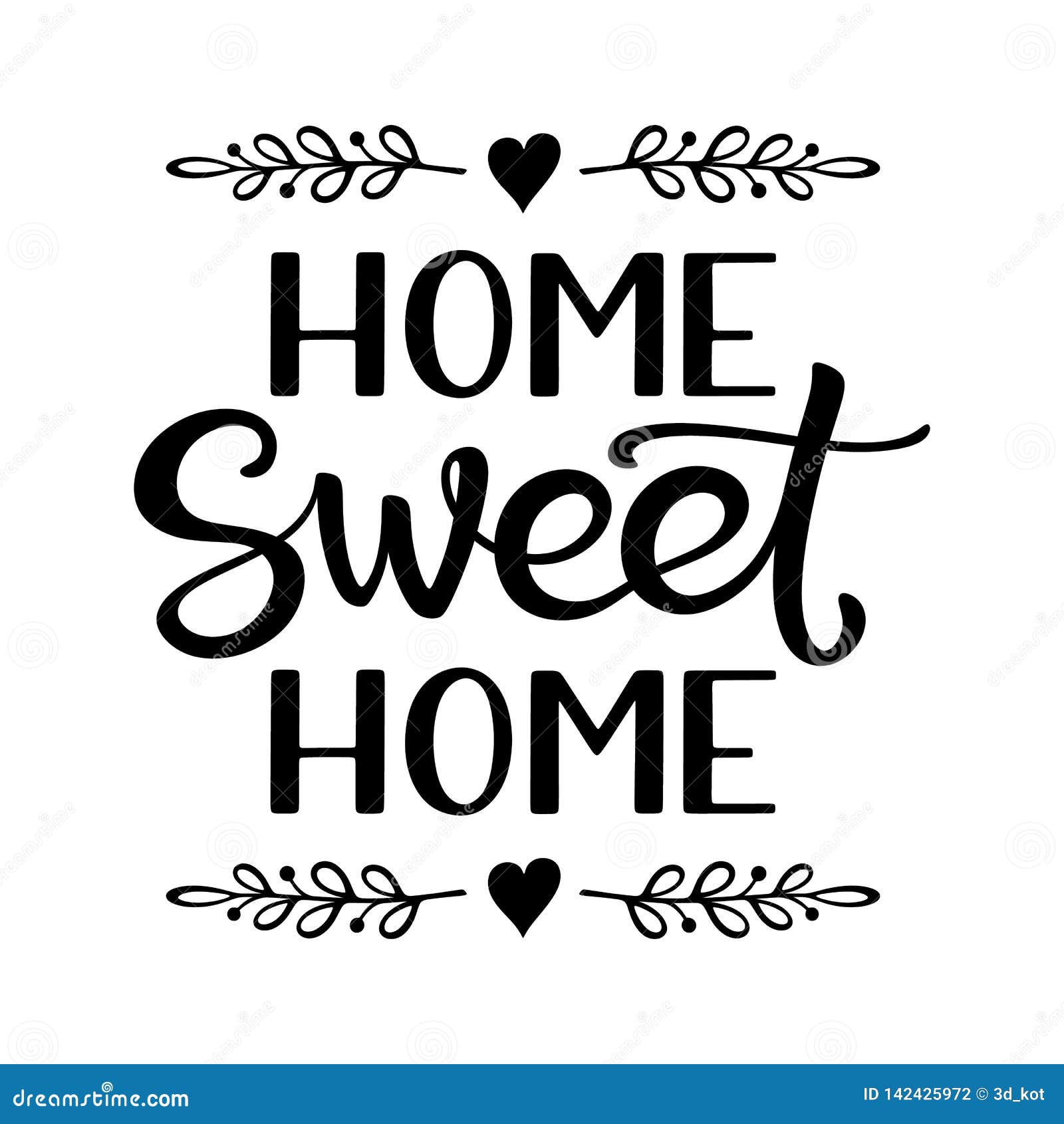 hand lettering typography poster with phrase home sweet home