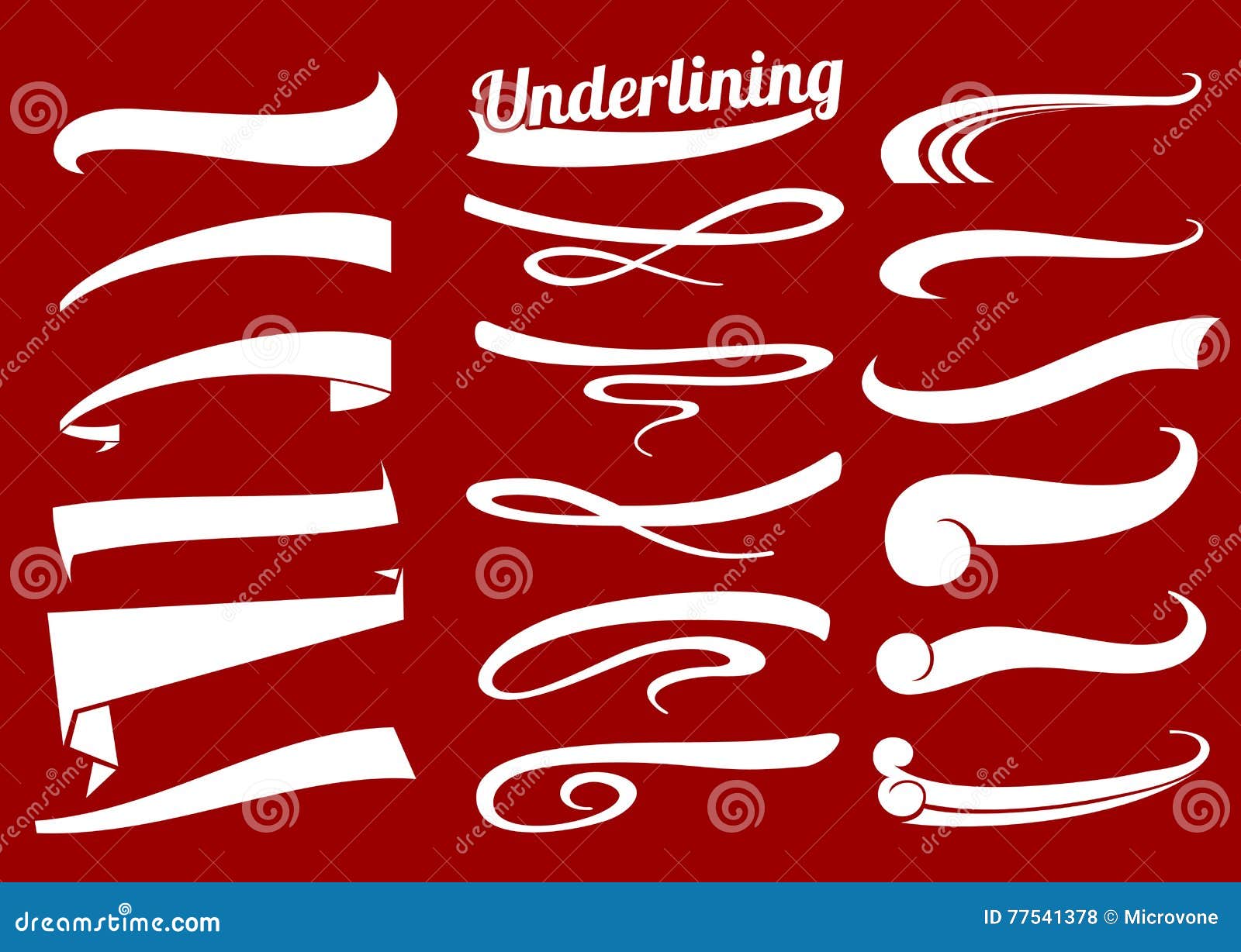 Hand Lettering Underlines Baseball Tee Vector Set Stock Vector