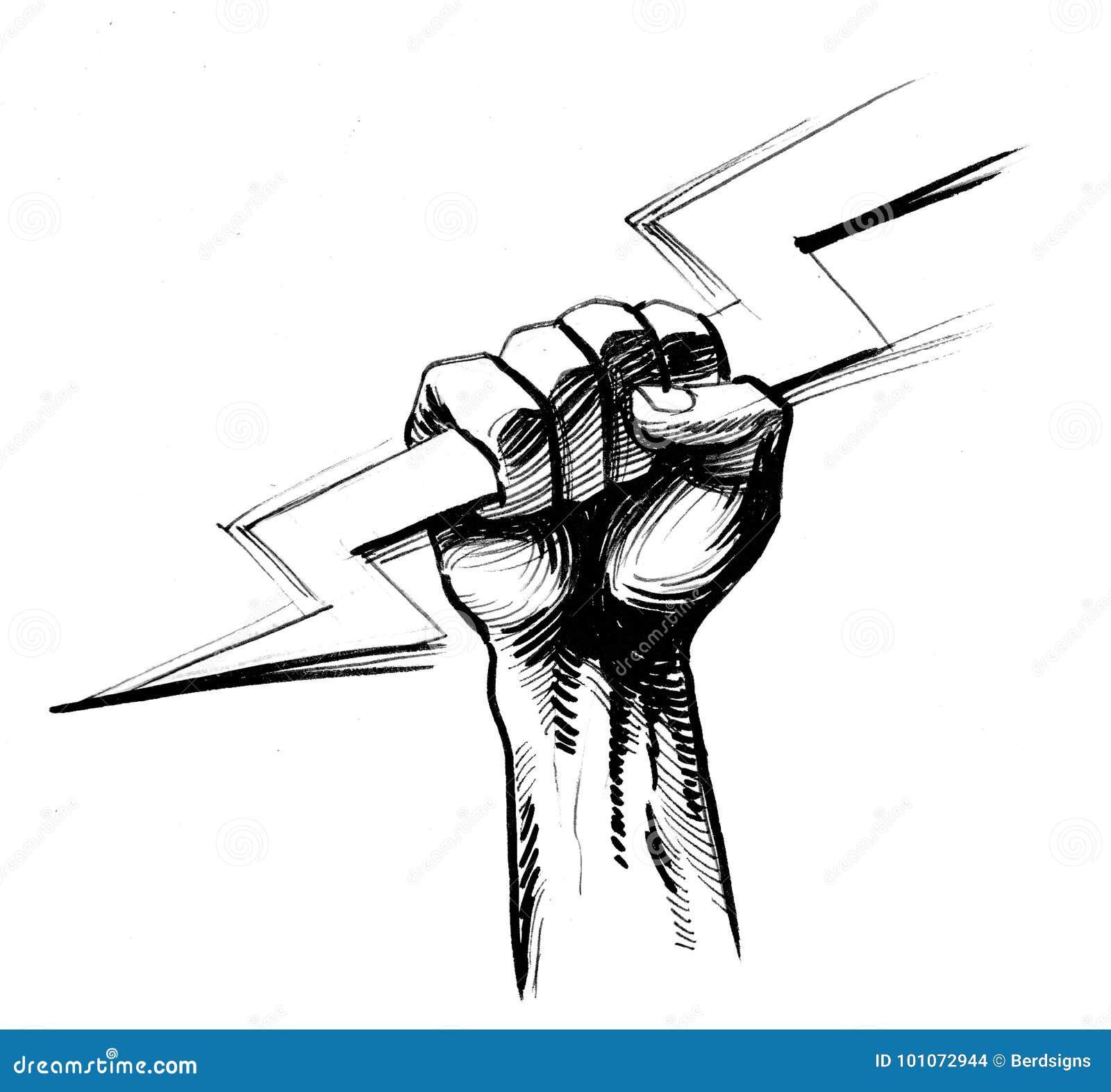 Hand with a lightning bolt stock illustration. Illustration of styled -  101072944