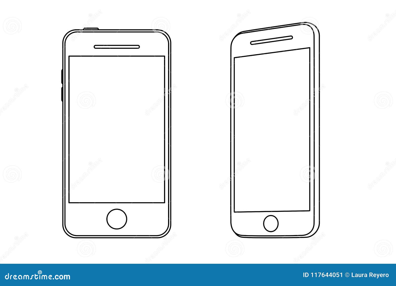 Hand Line Drawing of a Smartphone. Stock Illustration Illustration of