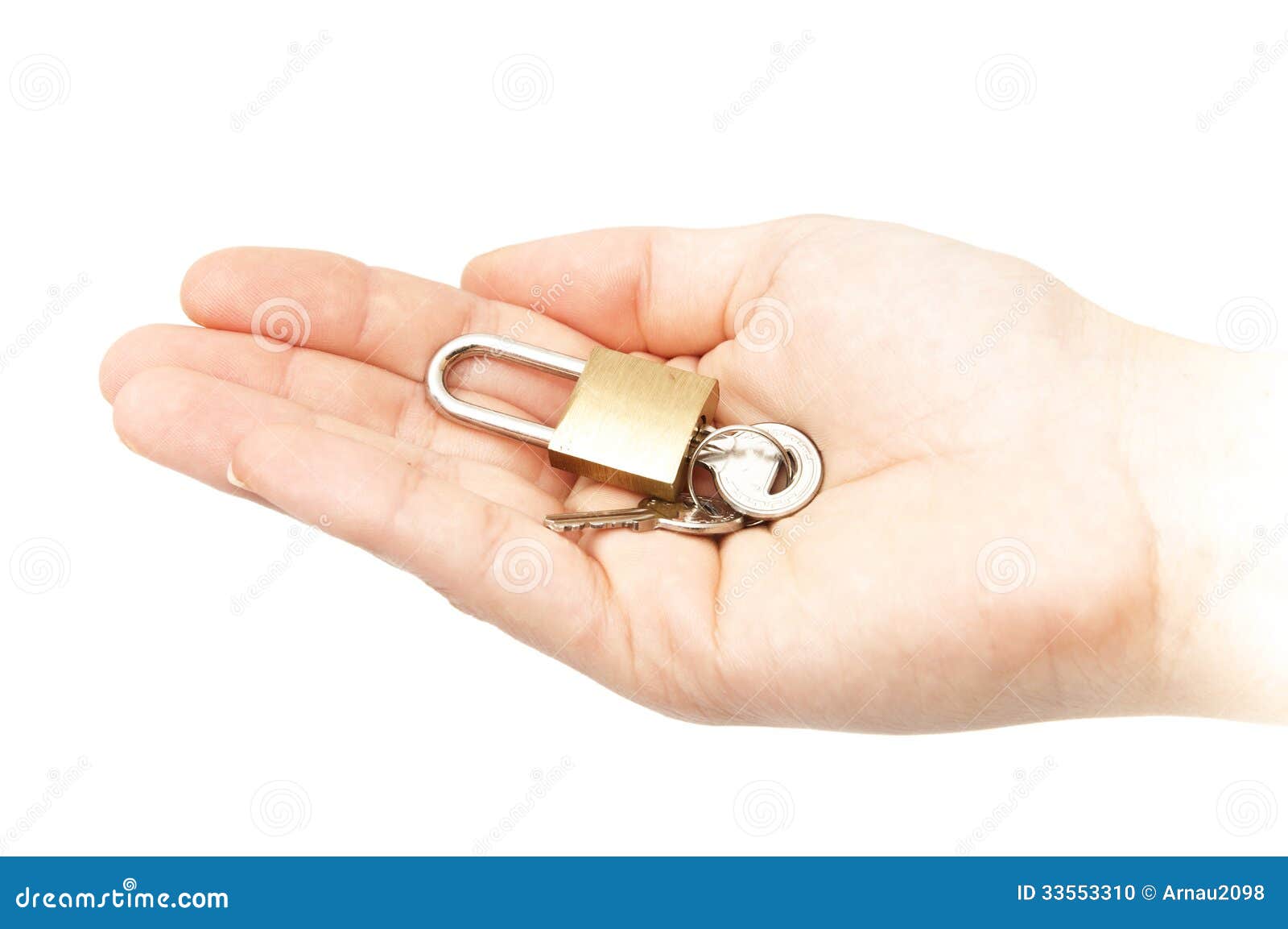 hand with lock and keys