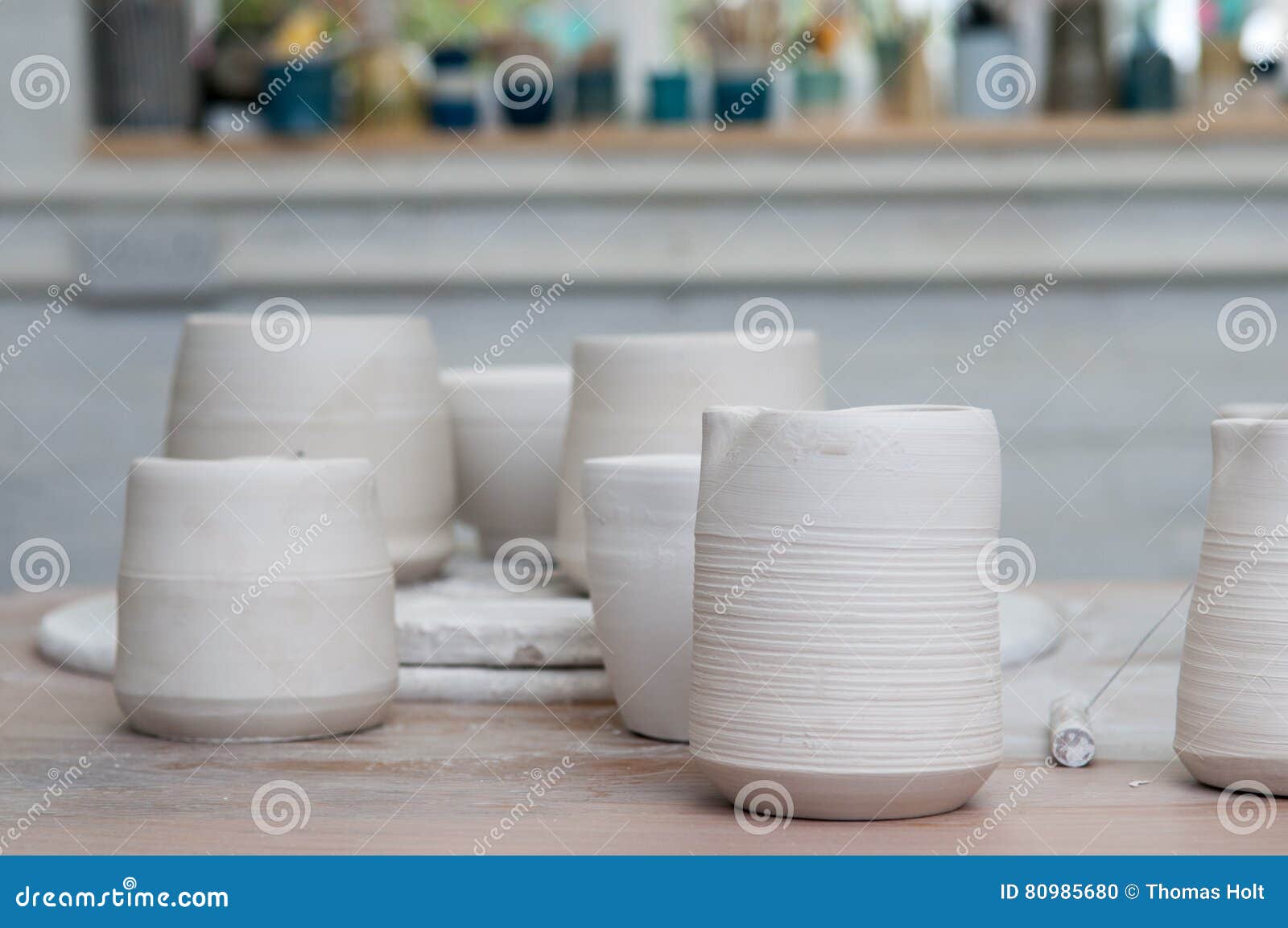 Hand Made Clay Pots in a Pottery Stock Photo Image of