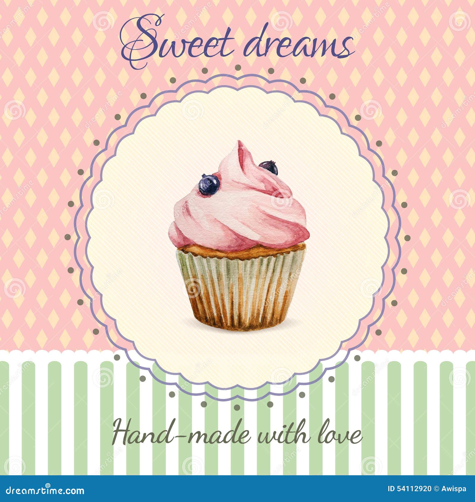 Hand-made Desserts Flyer Template with Watercolor Stock Vector Inside Cupcake Flyer Templates Free