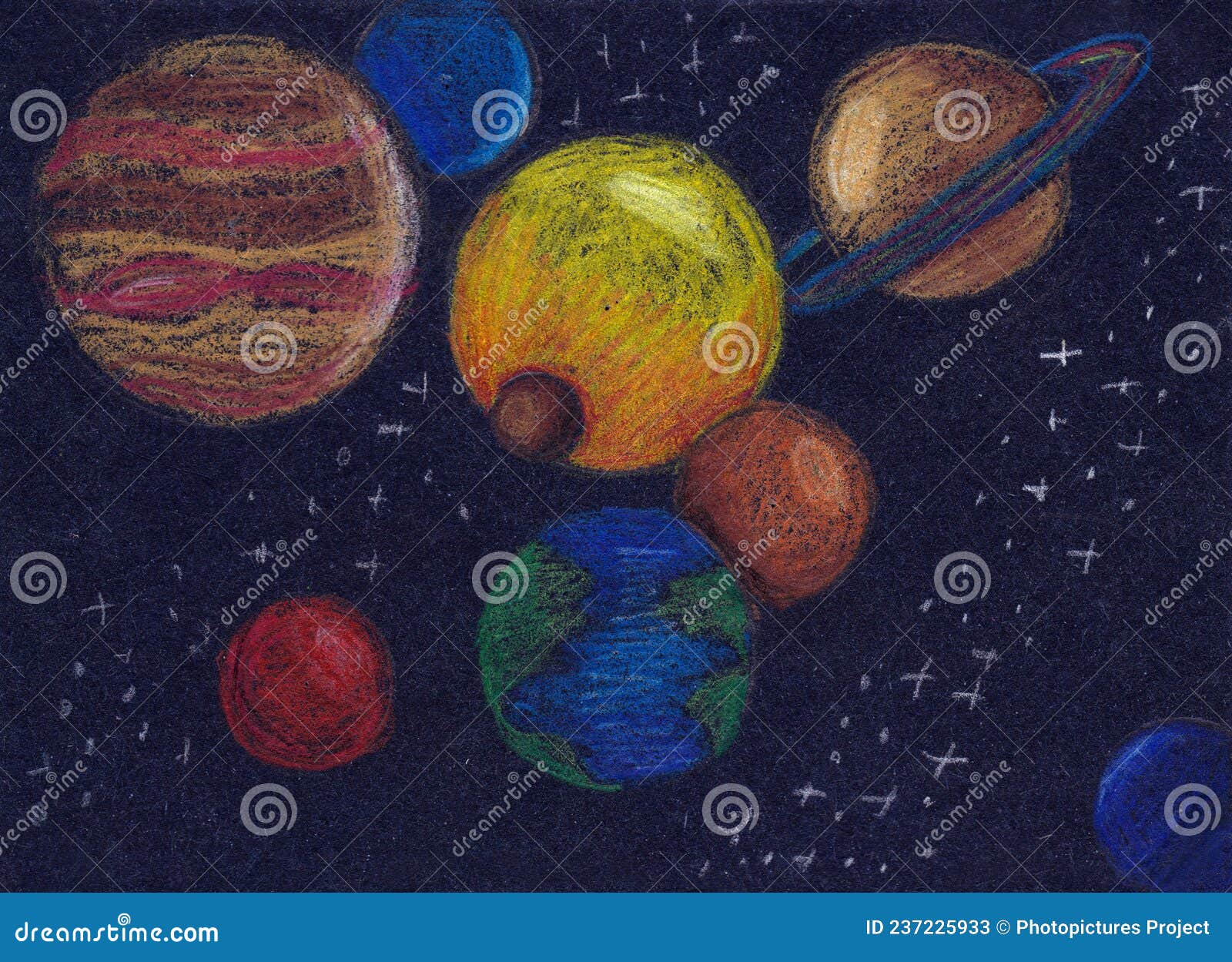 Space Solar System Scene Colouring Page - KS1 (teacher made)