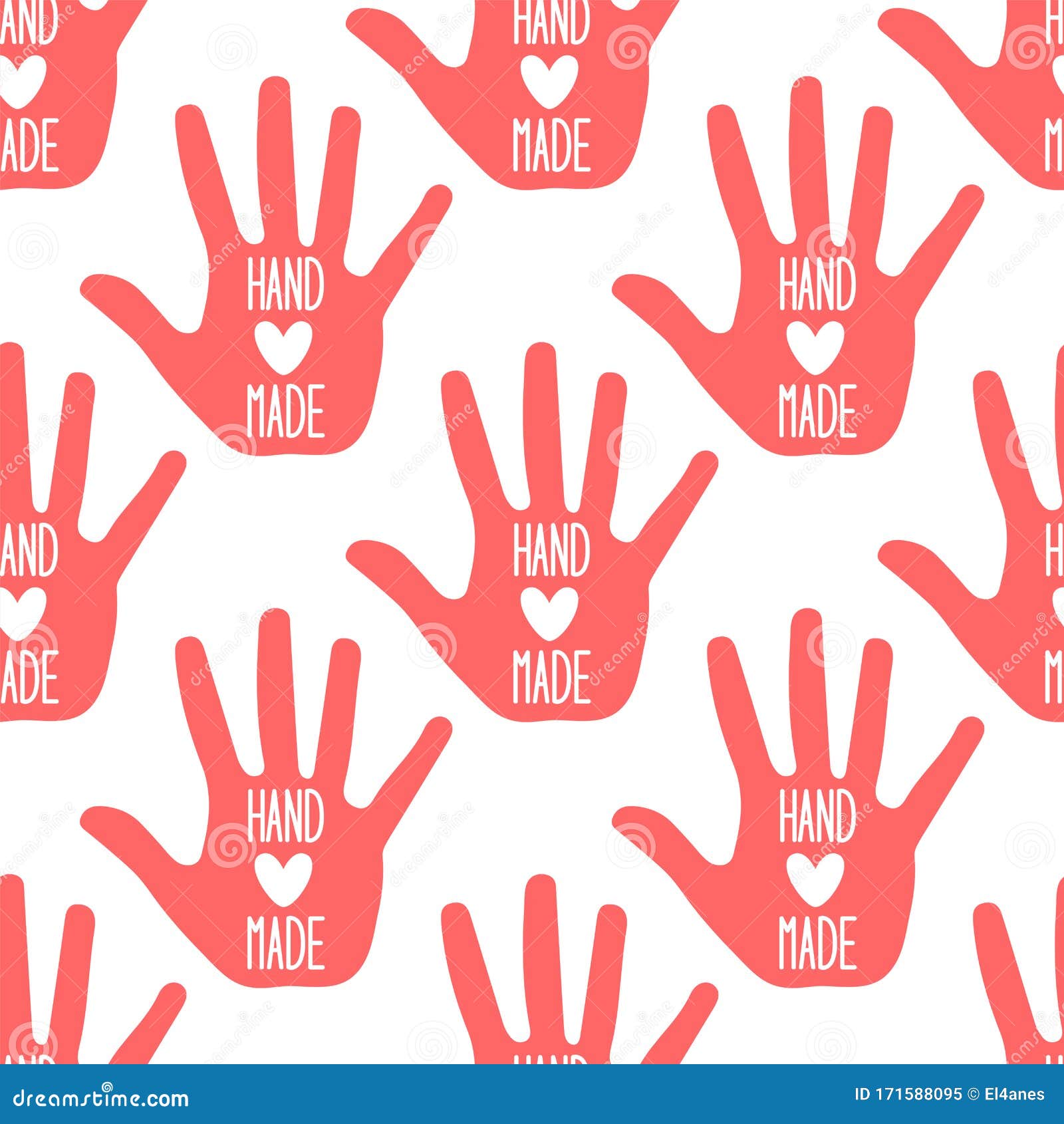 Hand Made with Heart Pattern Stock Vector Illustration of silhouette