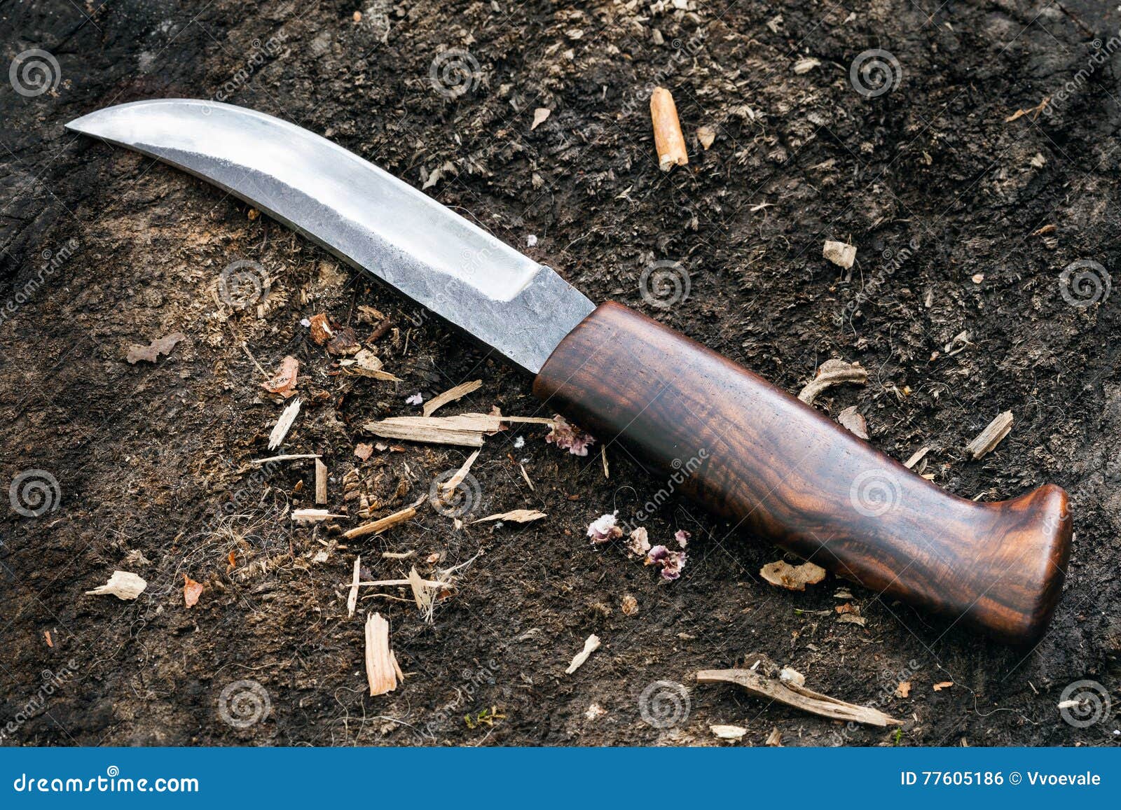 Hand Made Hunting Knife with Wooden Handle Stock Photo Image of craft
