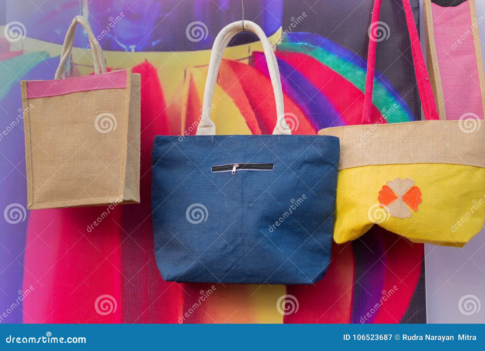 Jute Bags Handicraft Products Stock Image Image Of Bags Ground