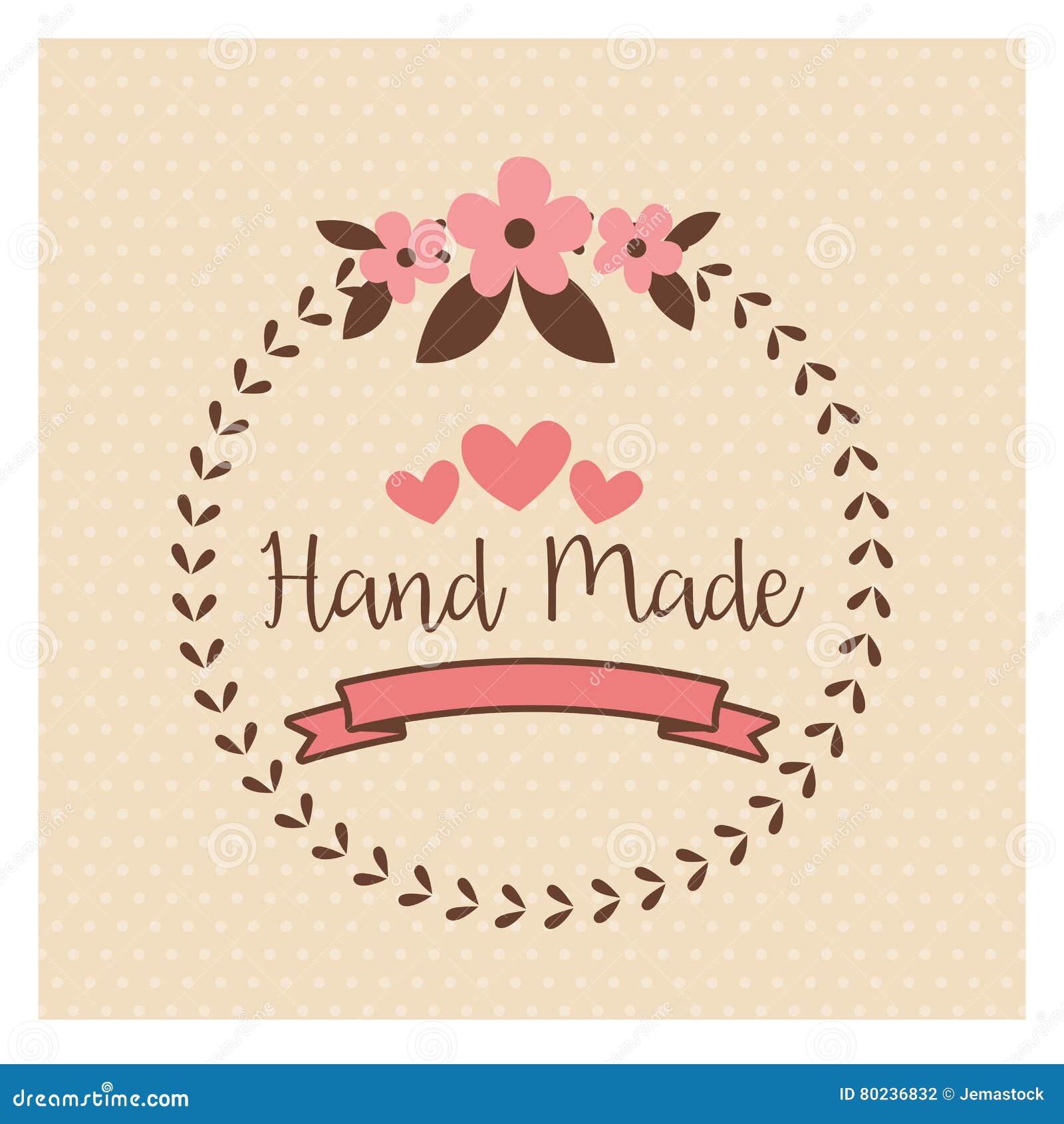 Hand Made Label, Handmade Crafts Workshop Stock Vector - Illustration of  love, floral: 80236832