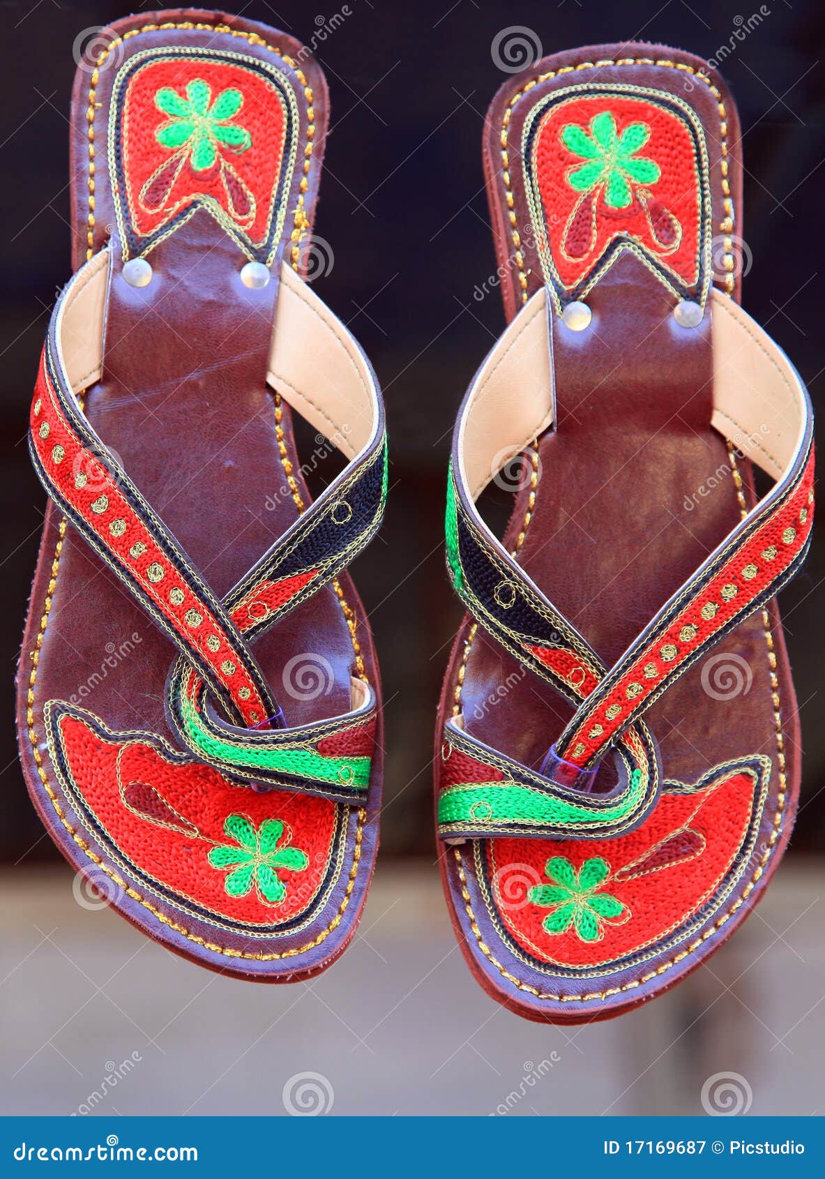 Hand made leather slippers stock image. Image of work 17169687