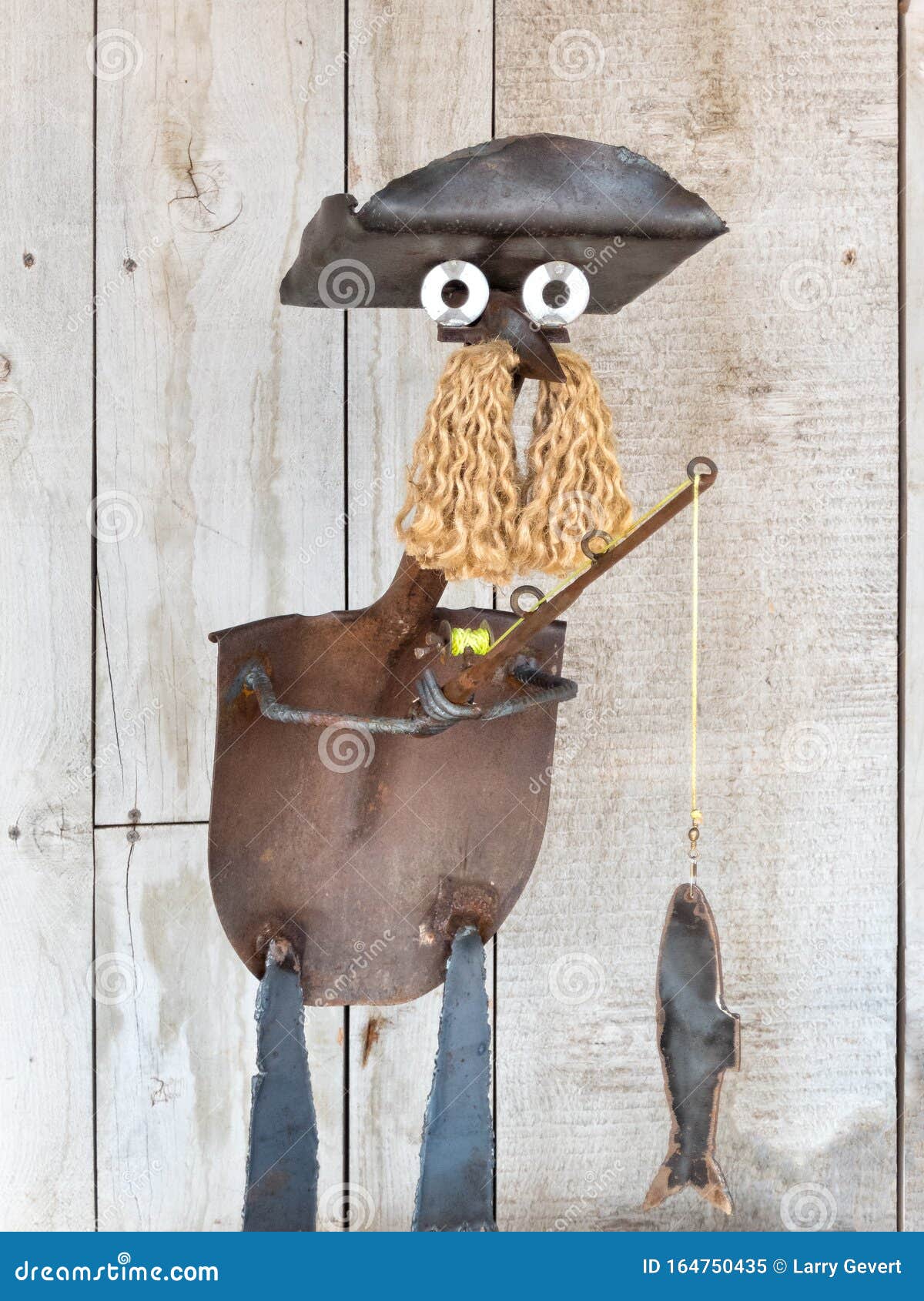 Hand Made Metal Artwork, Fisherman Stock Image Image of beard