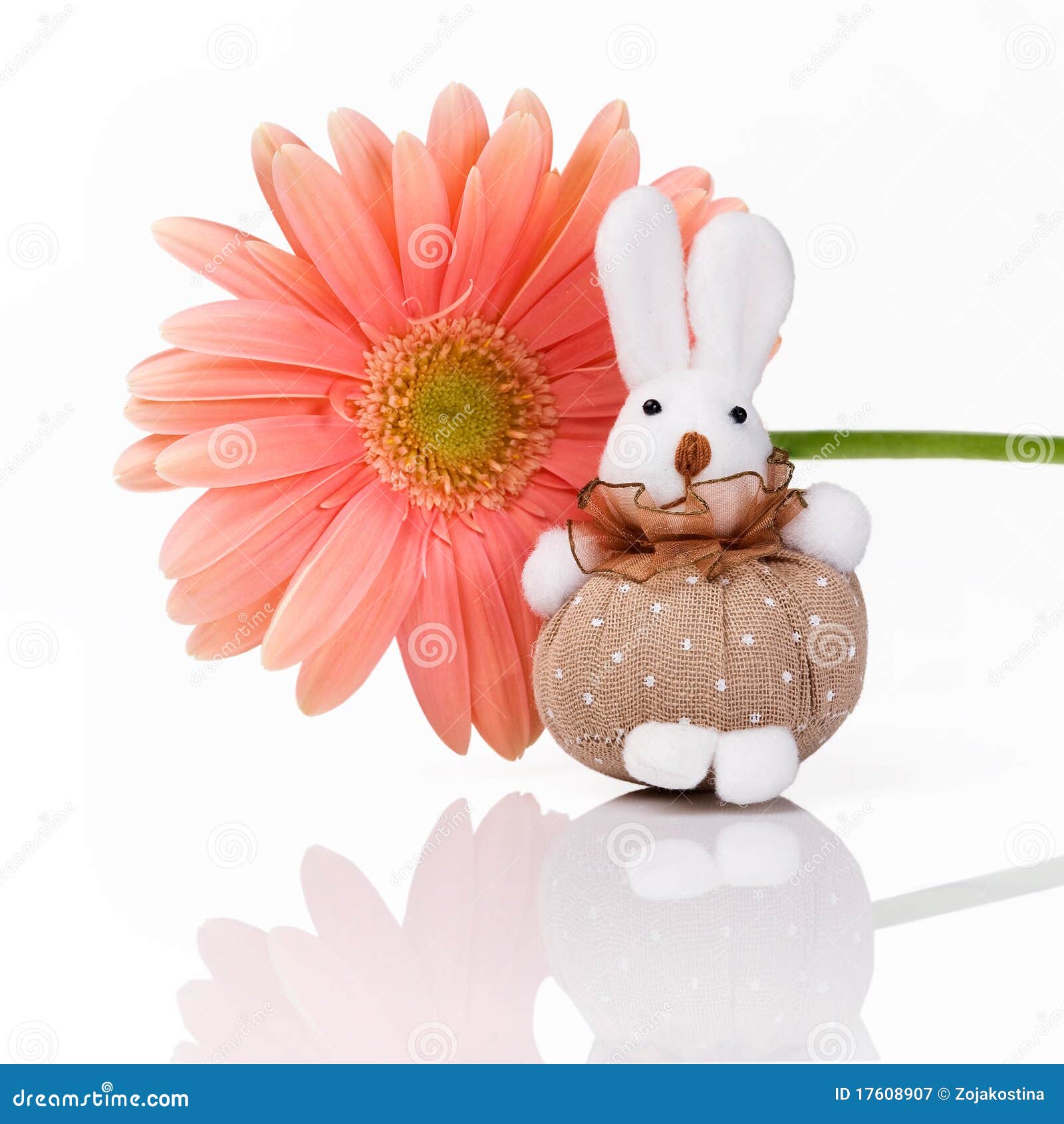 Hand Made Rabbit with Pink Flower Stock Image Image of daisy