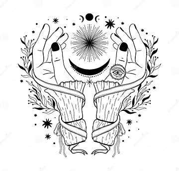 Hand Magic Inspiration Fortune Chiromancy.Occult Mystic Symbol, Graphic ...