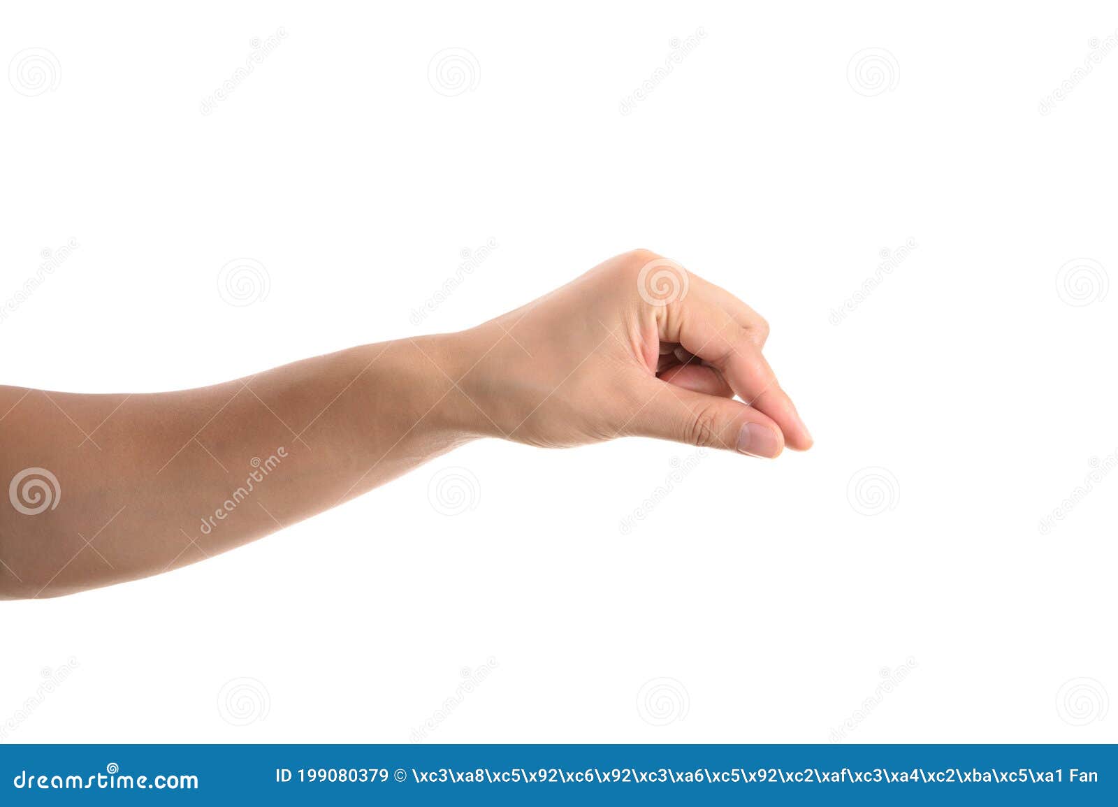 A Hand Making a Pinch Gesture in Front of a White Background Stock Image Image of human