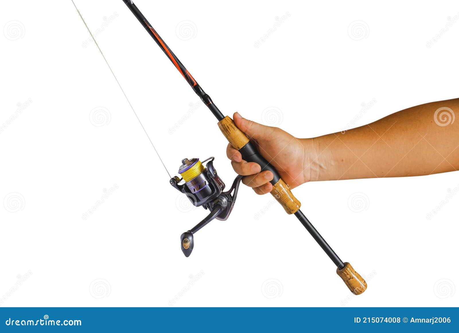 Hand of Man Hold a Fishing Rod for Catching Stock Photo - Image of happy,  person: 215074008