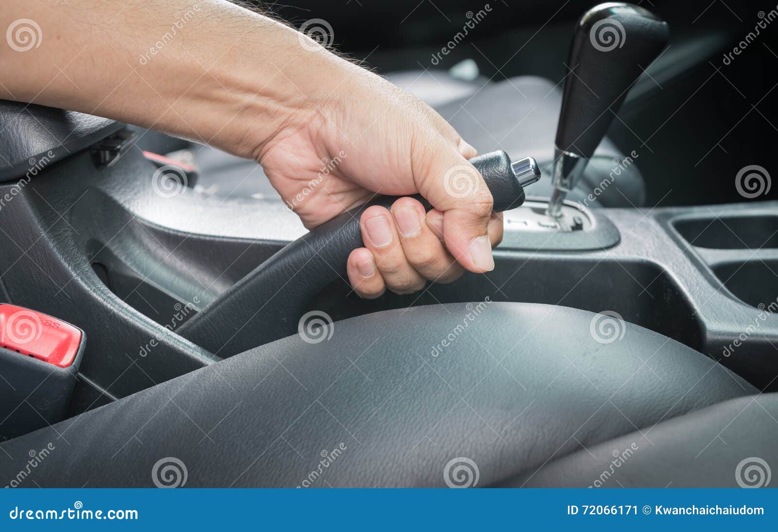 Hand man pull hand brake stock image. Image of interior 72066171