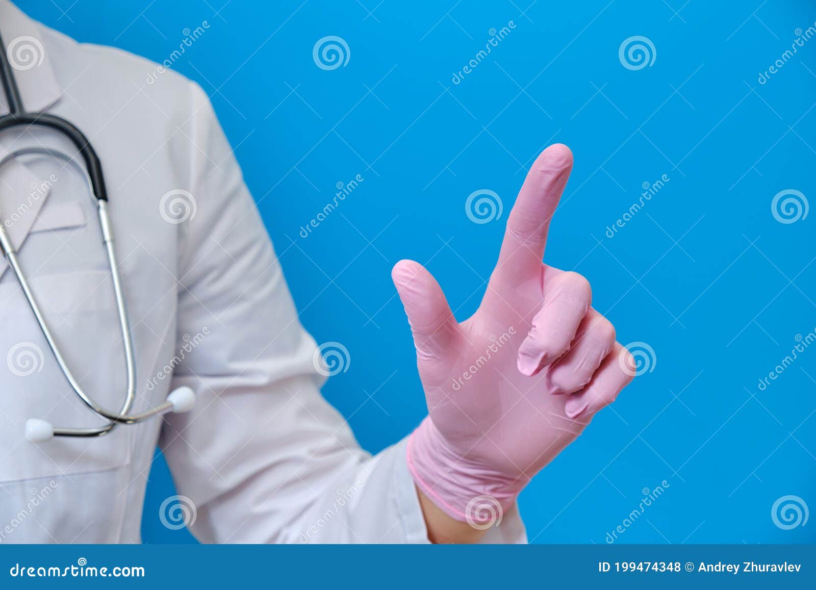 Download Hand In A Medical Glove With A Finger Pressing A Virtual ...