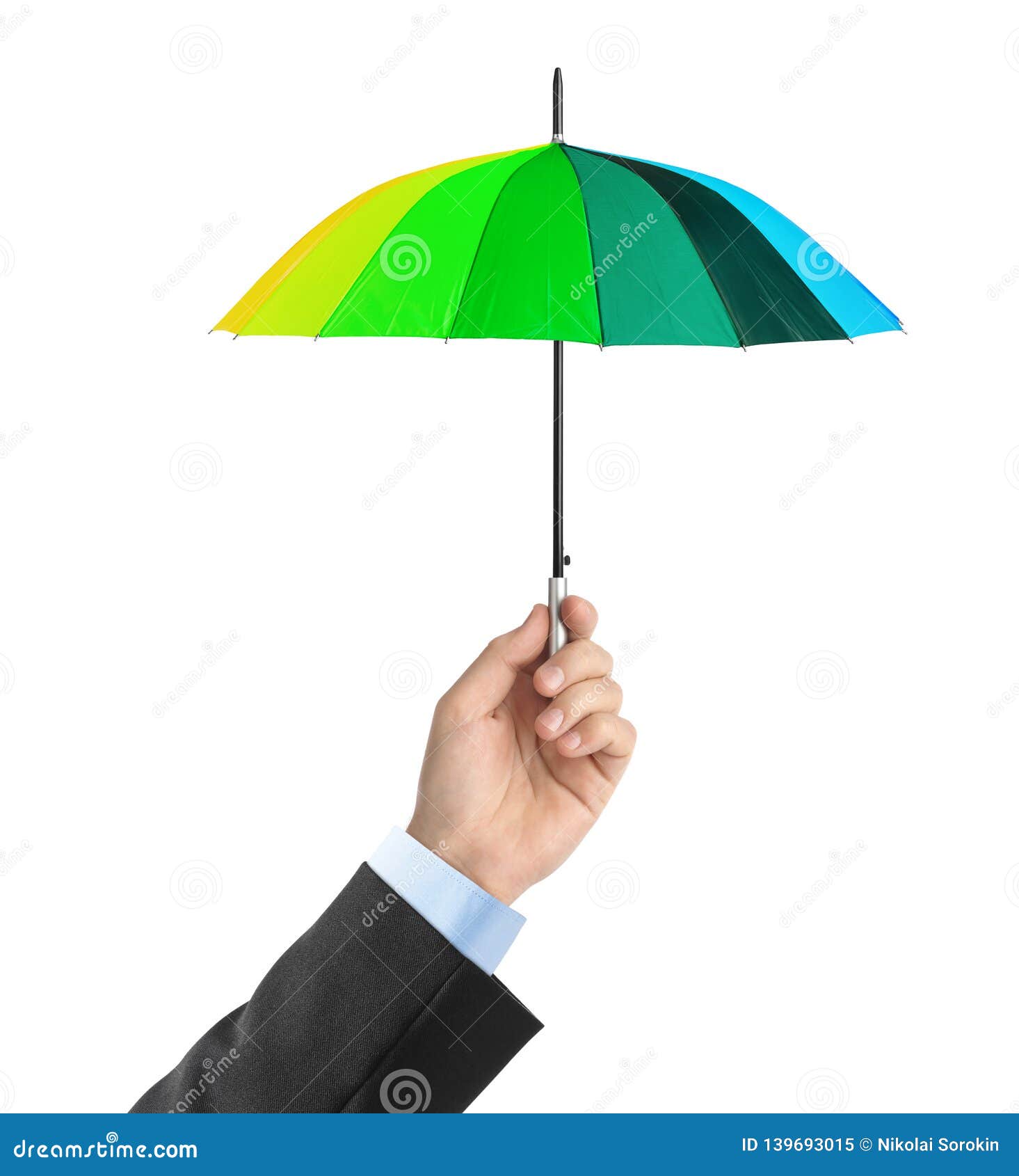 Hand met kleine paraplu stock afbeelding. Image zakenman - 139693015