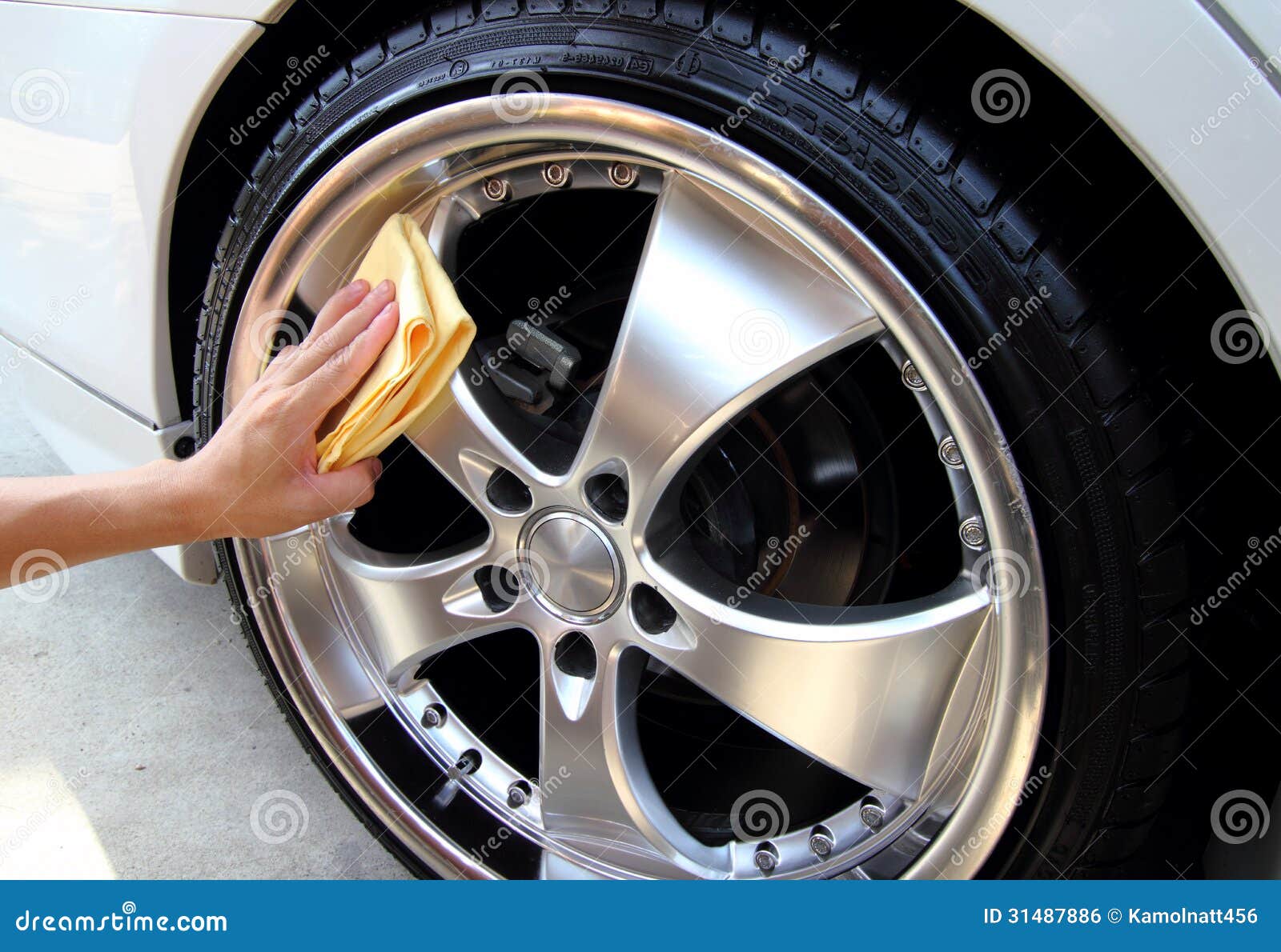Hand with a Microfiber Wipe the Car Polishing Stock Photo Image of