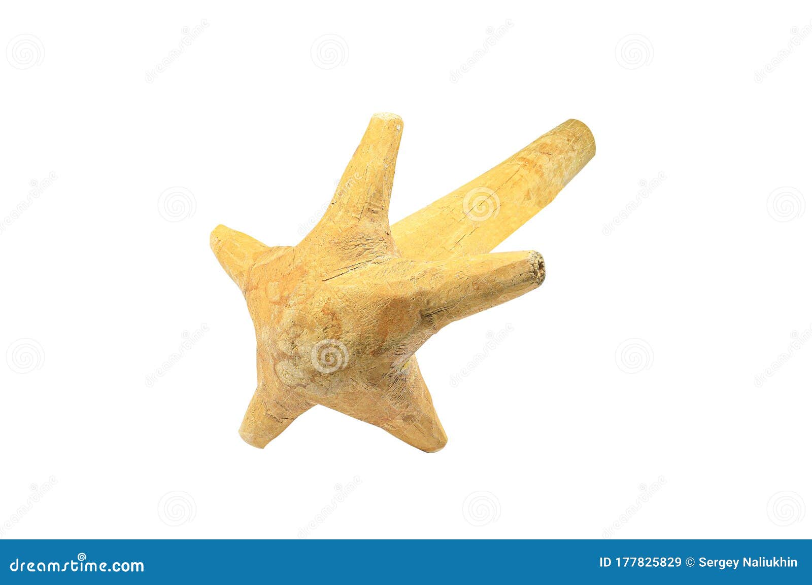 hand mixer for stirring dough made from a tree branch  on white background