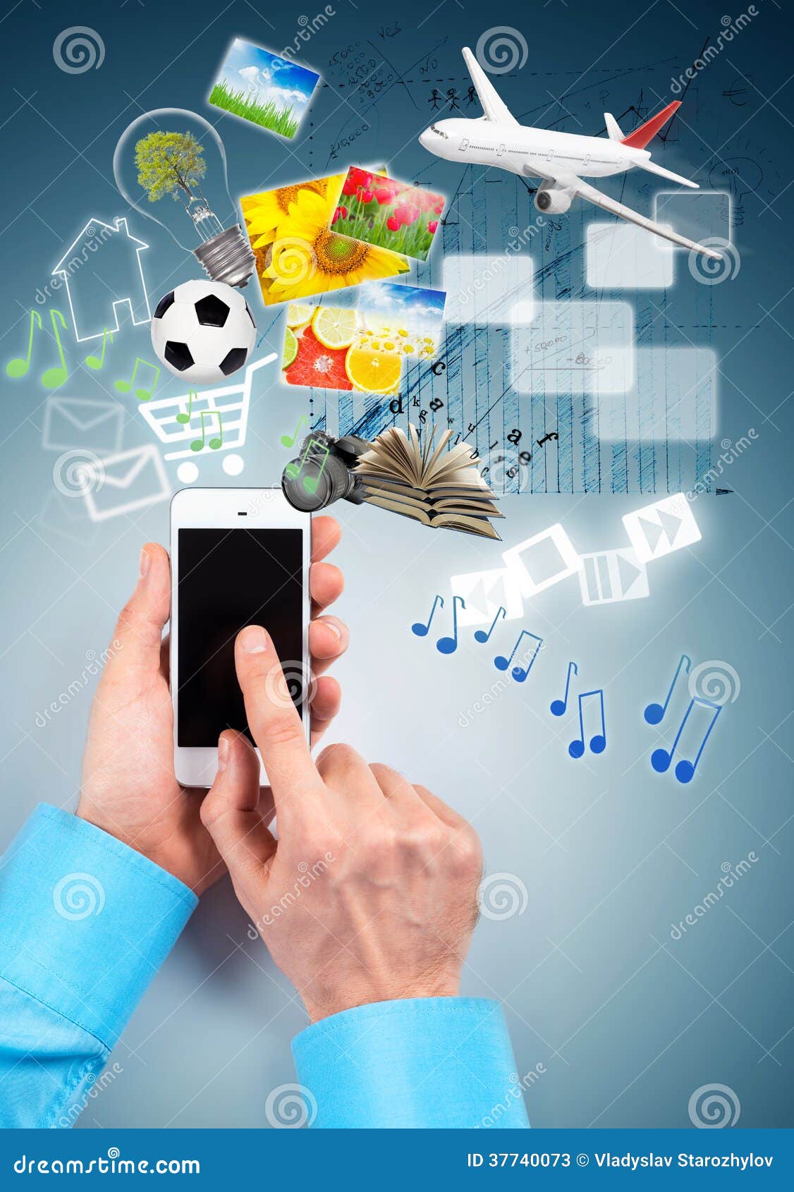 Hand and Multimedia phone stock image. Image of mobile 37740073