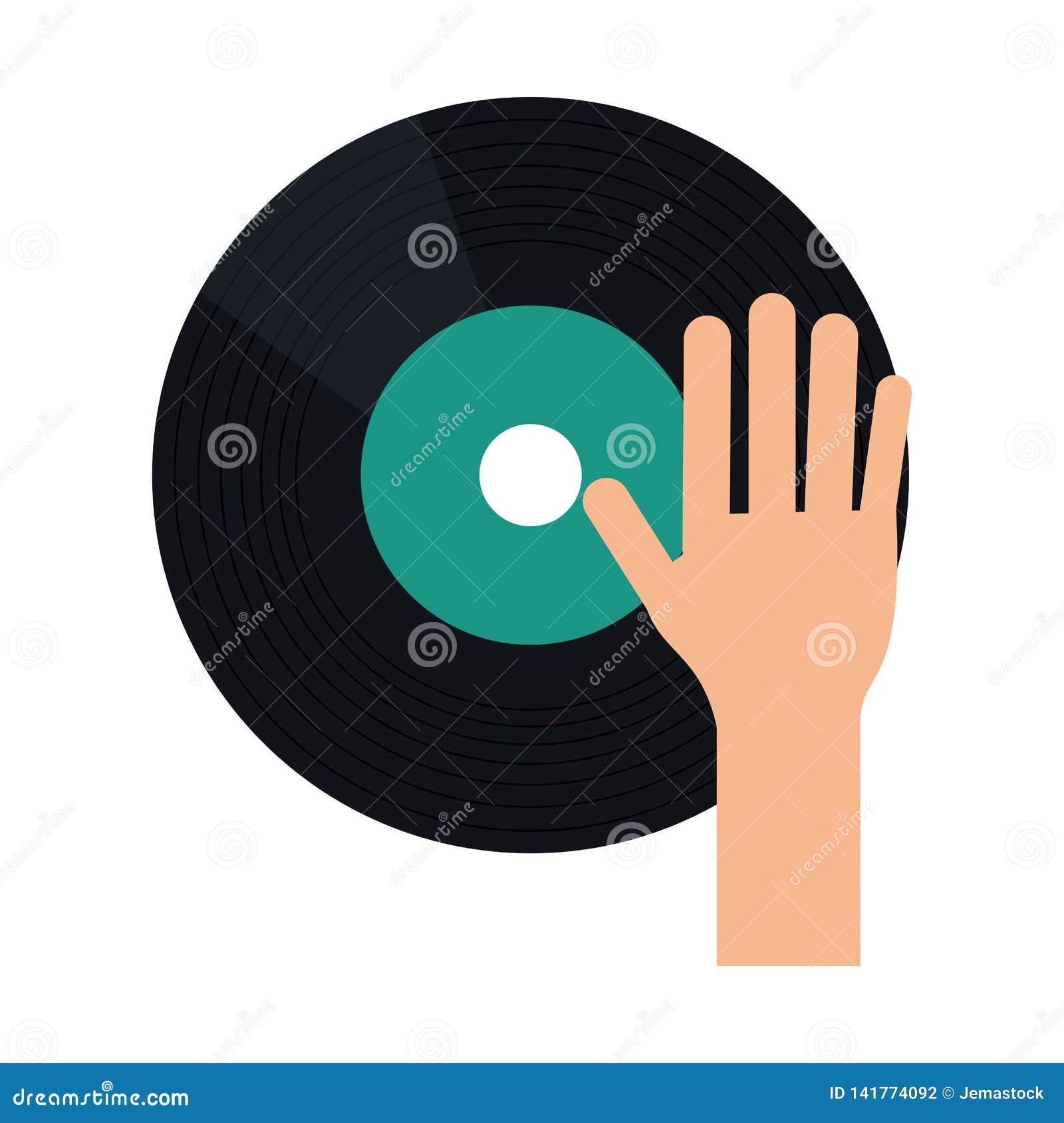 Hand on Music Vinyl Cartoon Stock Vector - Illustration of cartoon ...