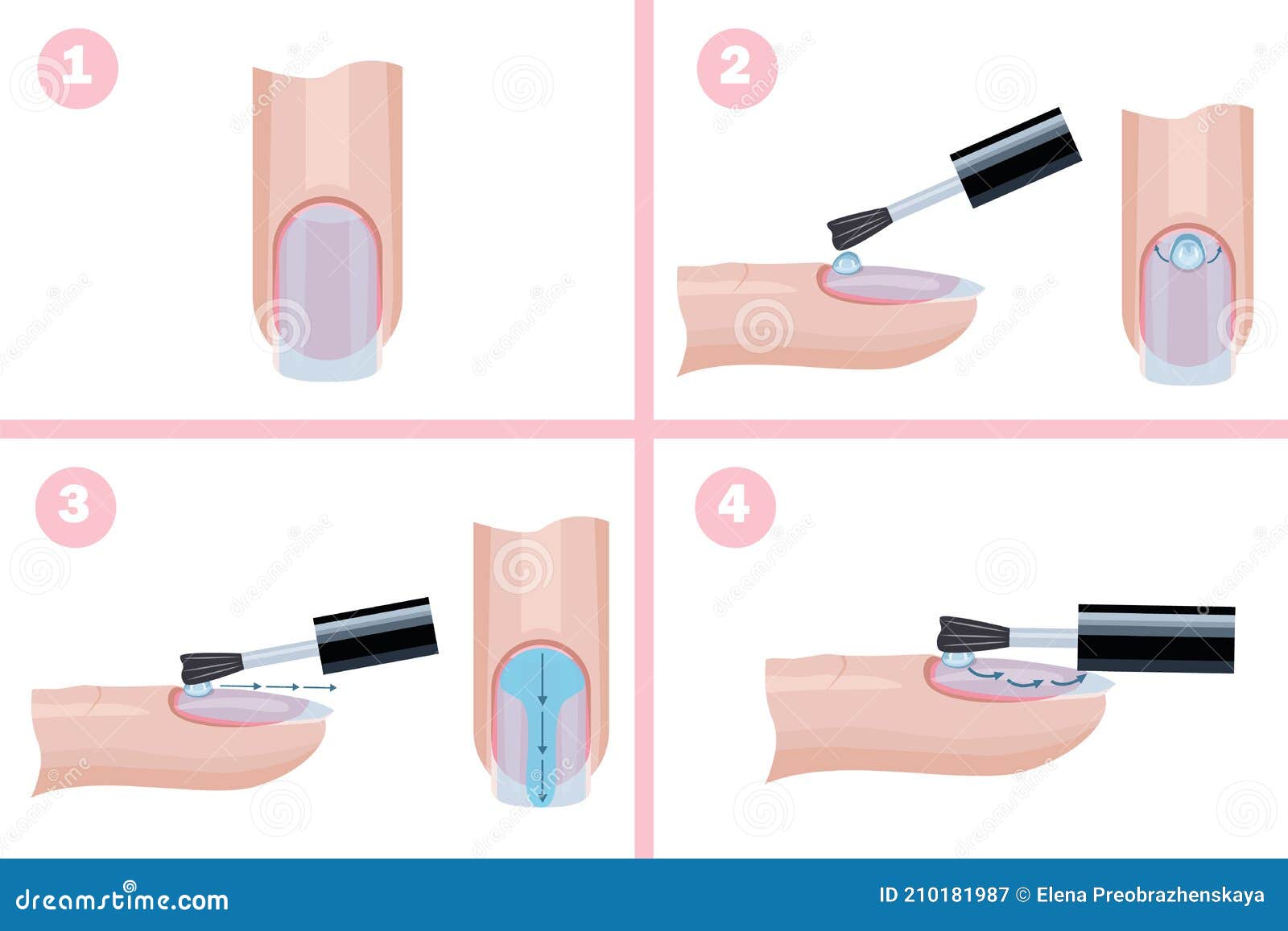 Hand Nail Care. Technique for Applying the Base Layer of Manicure