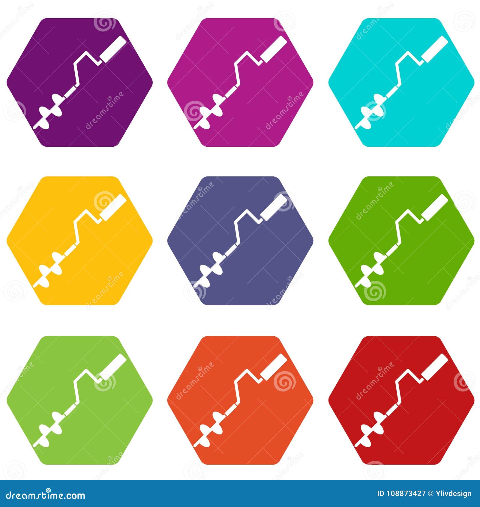 Download Hand Operated Ice Auger Icon Set Color Hexahedron Stock ...