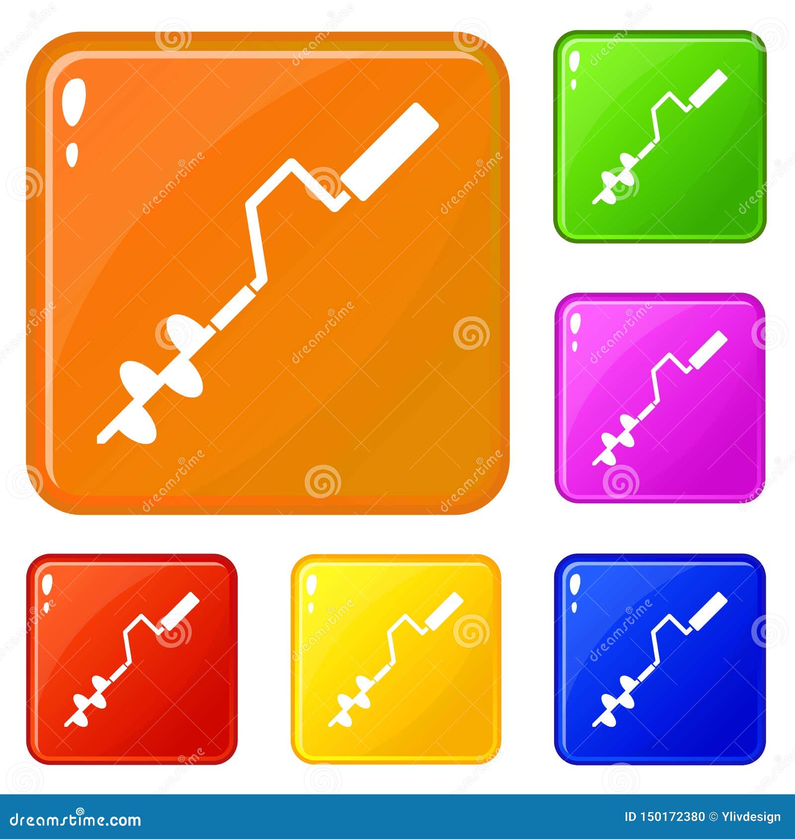 Download Hand Operated Ice Auger Icons Set Vector Color Stock ...