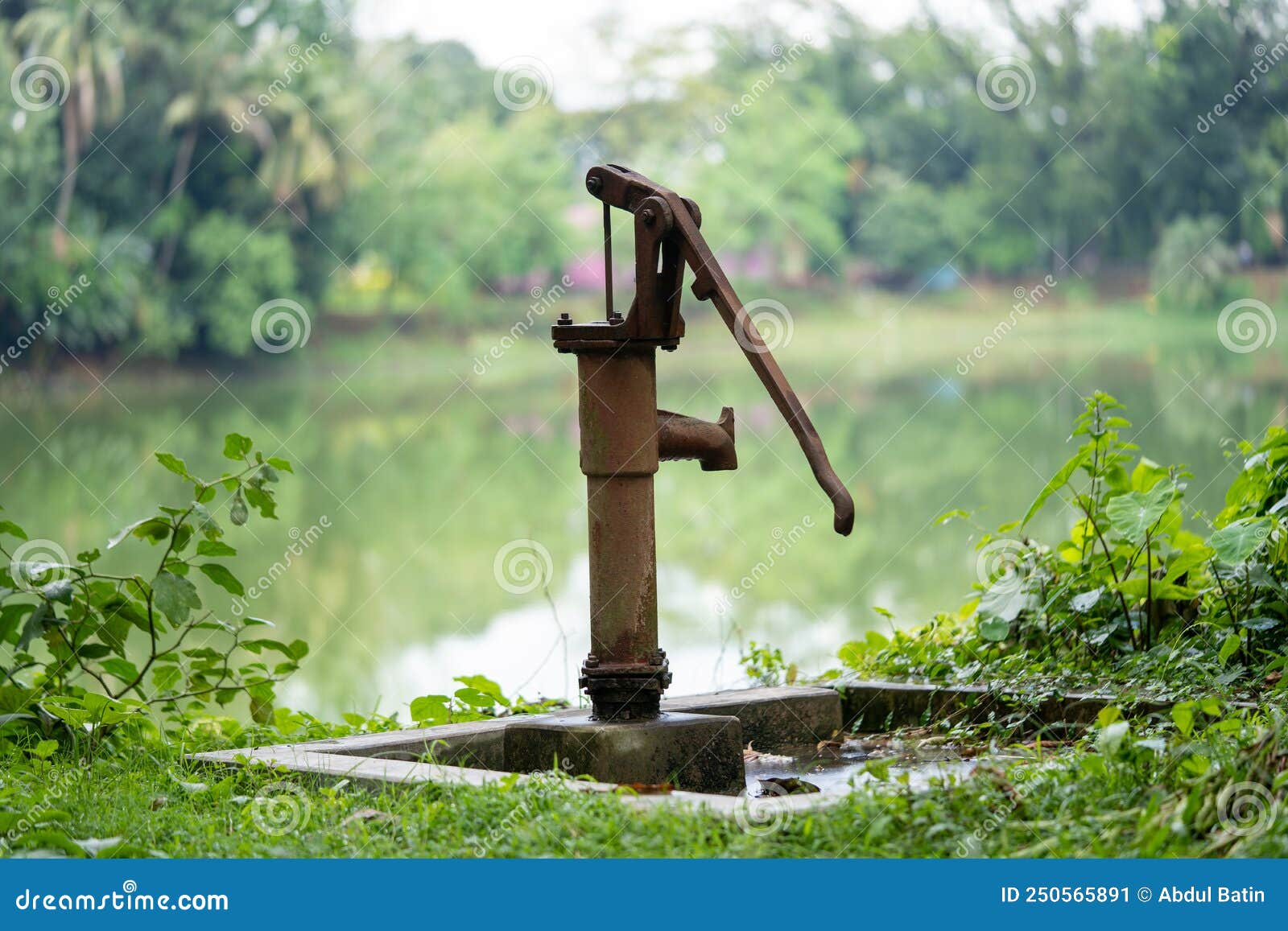 Hand Operated Water Pump, Rusted and Stock Image Image of