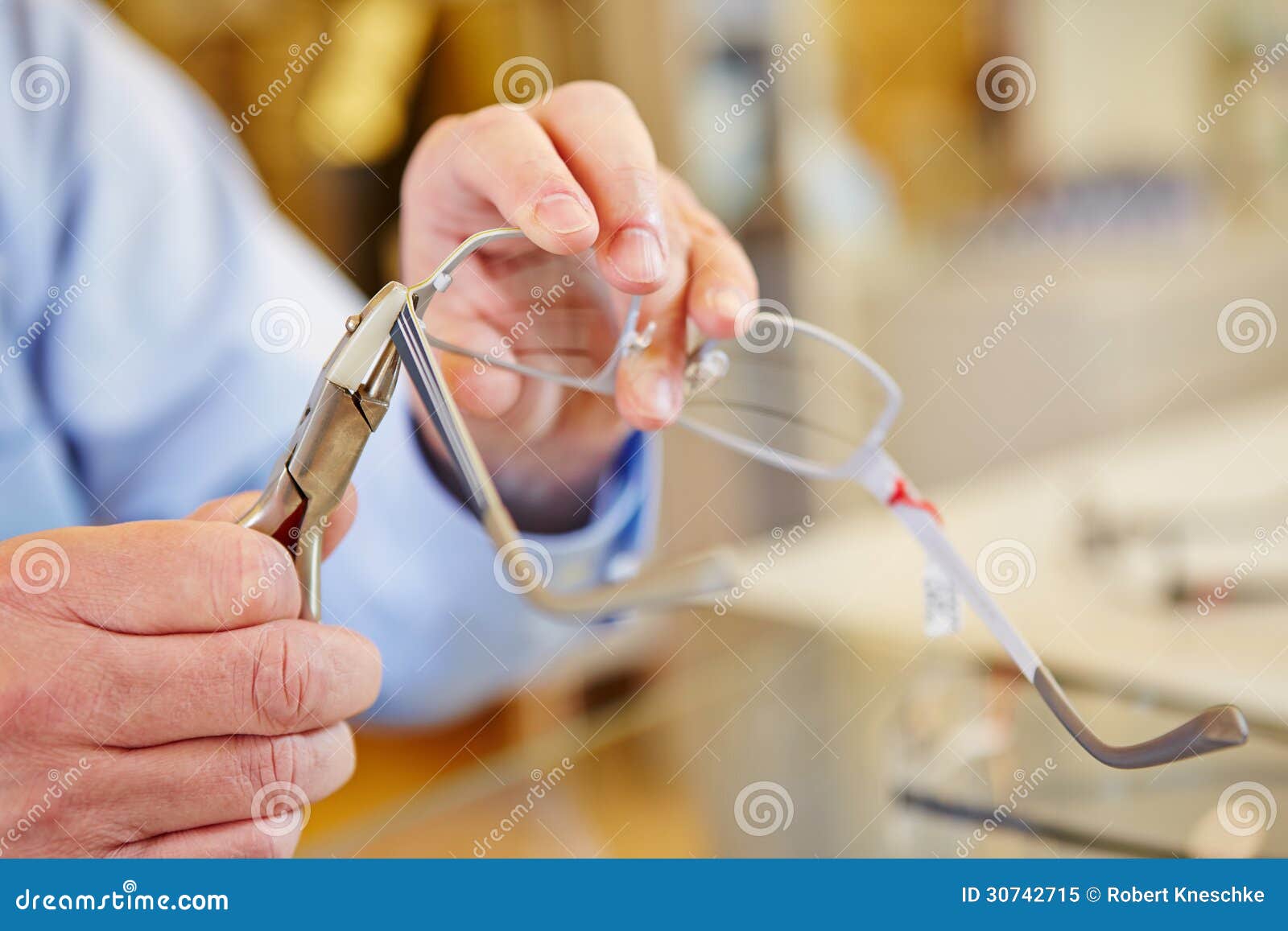 Hand of Optician Fixing Glasses Stock Image Image of repairing