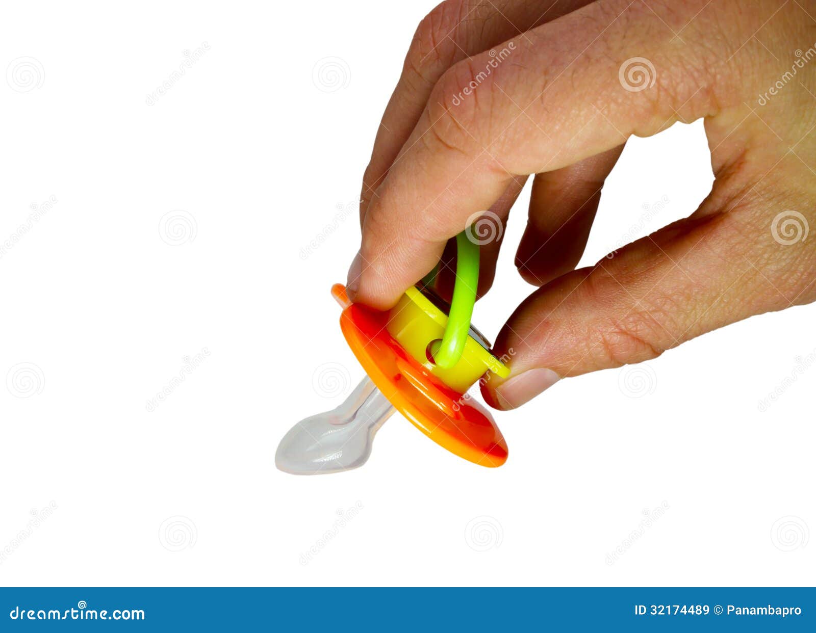 Hand with a pacifier stock image. Image of playful, isolated 32174489