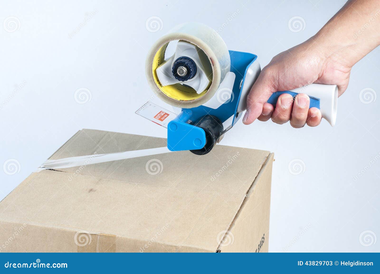 Hand Packaging Tape and Box Stock Image Image of adhesive, cardboard